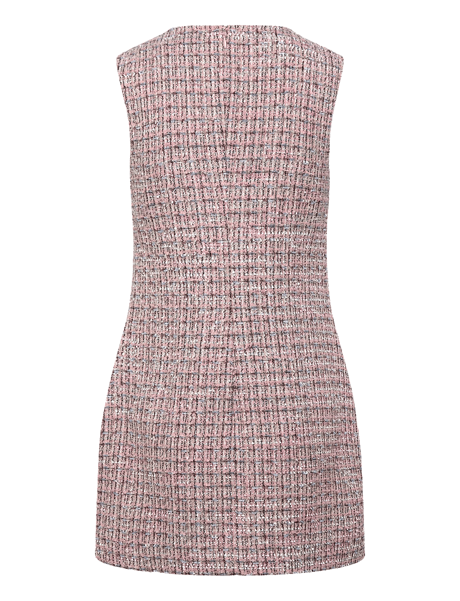 Self Portrait - Boucle sleeveless Mini Dress - kurze kleider - pink - 1
