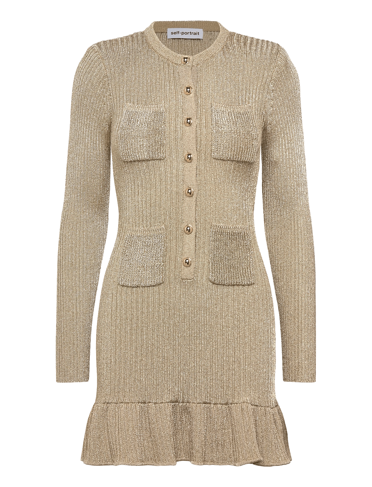 self portrait ivory lurex knit dress Self-Portrait Ivory Lurex Knit Neck Tie Detail Short Dress L Self-Portrait