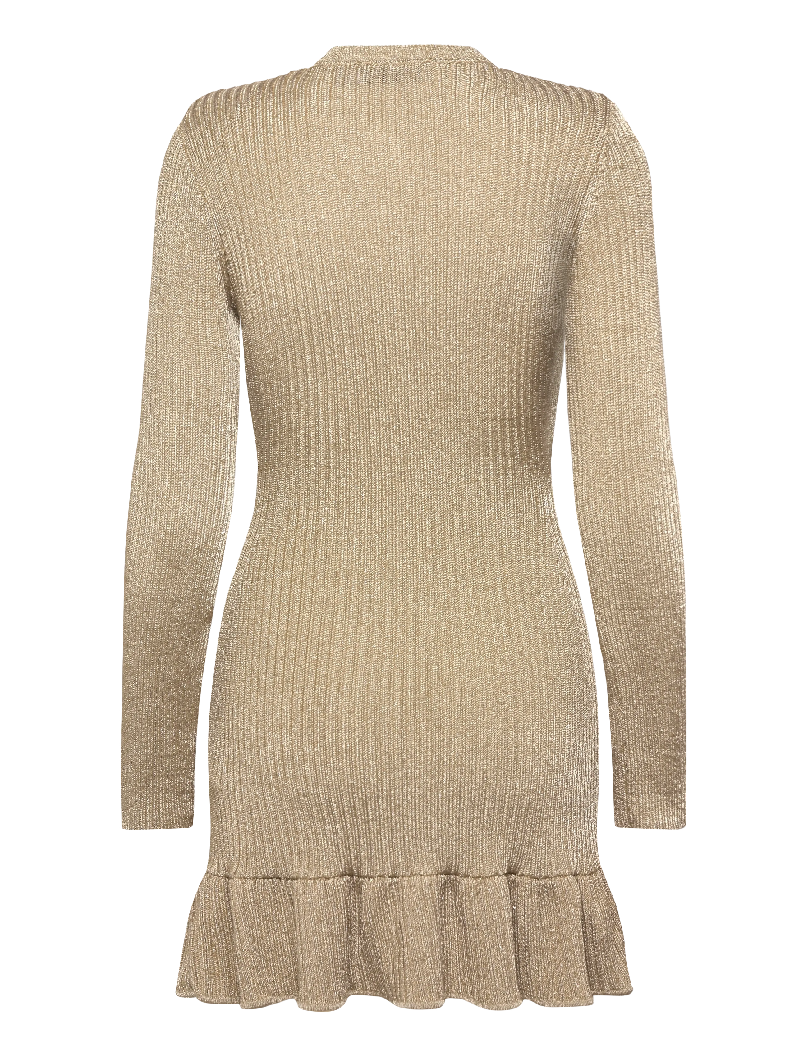 Self Portrait - Gold Lurex Knit Mini Dress - knitted dresses - gold - 1