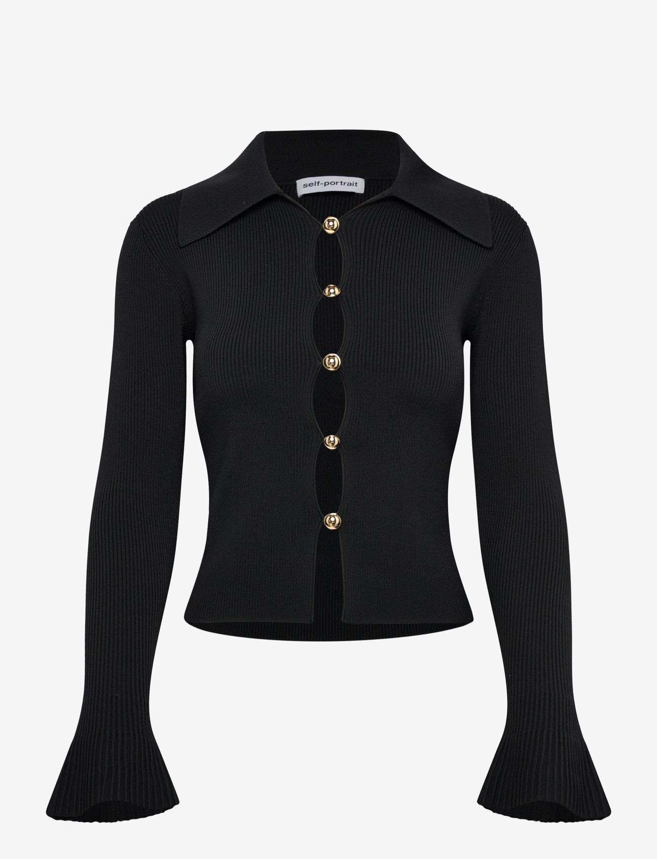 Self Portrait - Ribbed-knit cardigan - kardiganid - black - 0