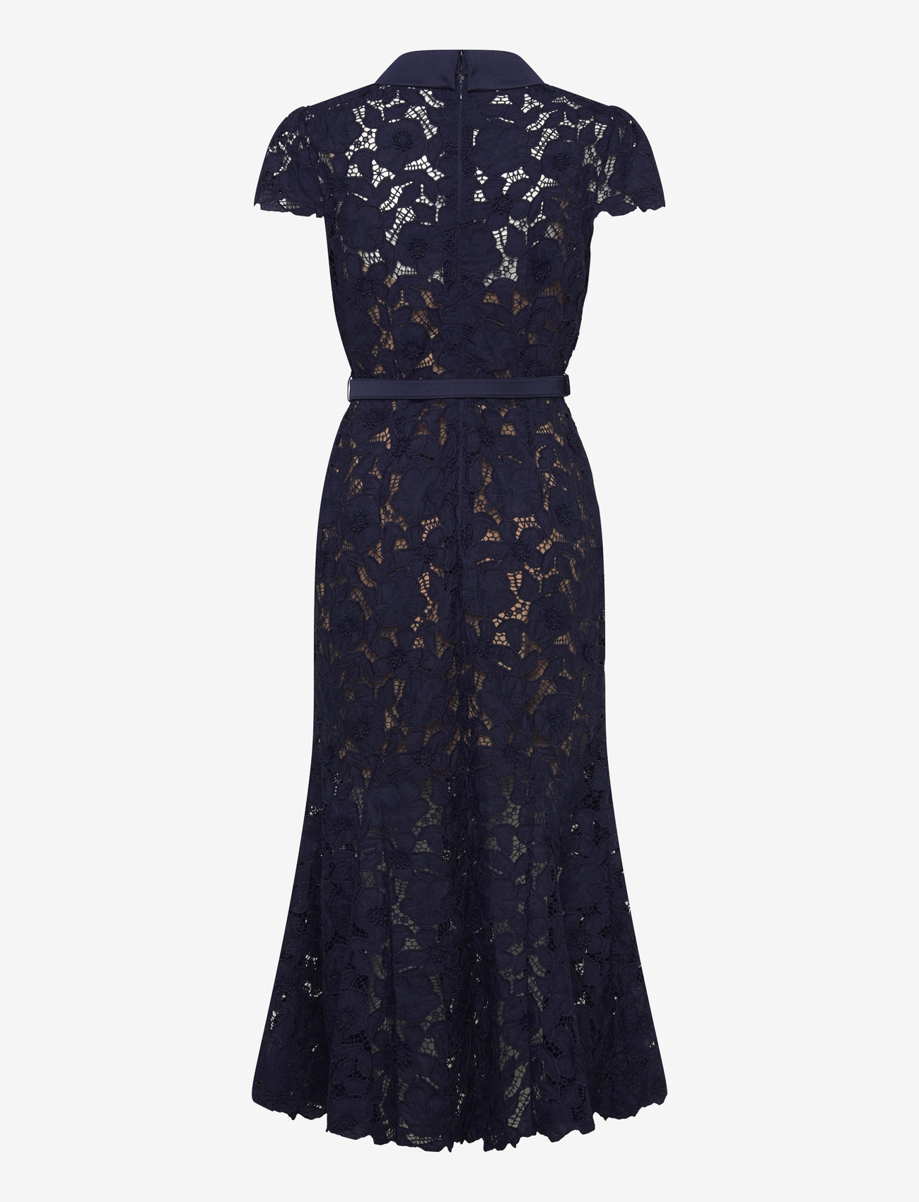 Self Portrait - Belted guipure lace Midi Dress - blue - 1