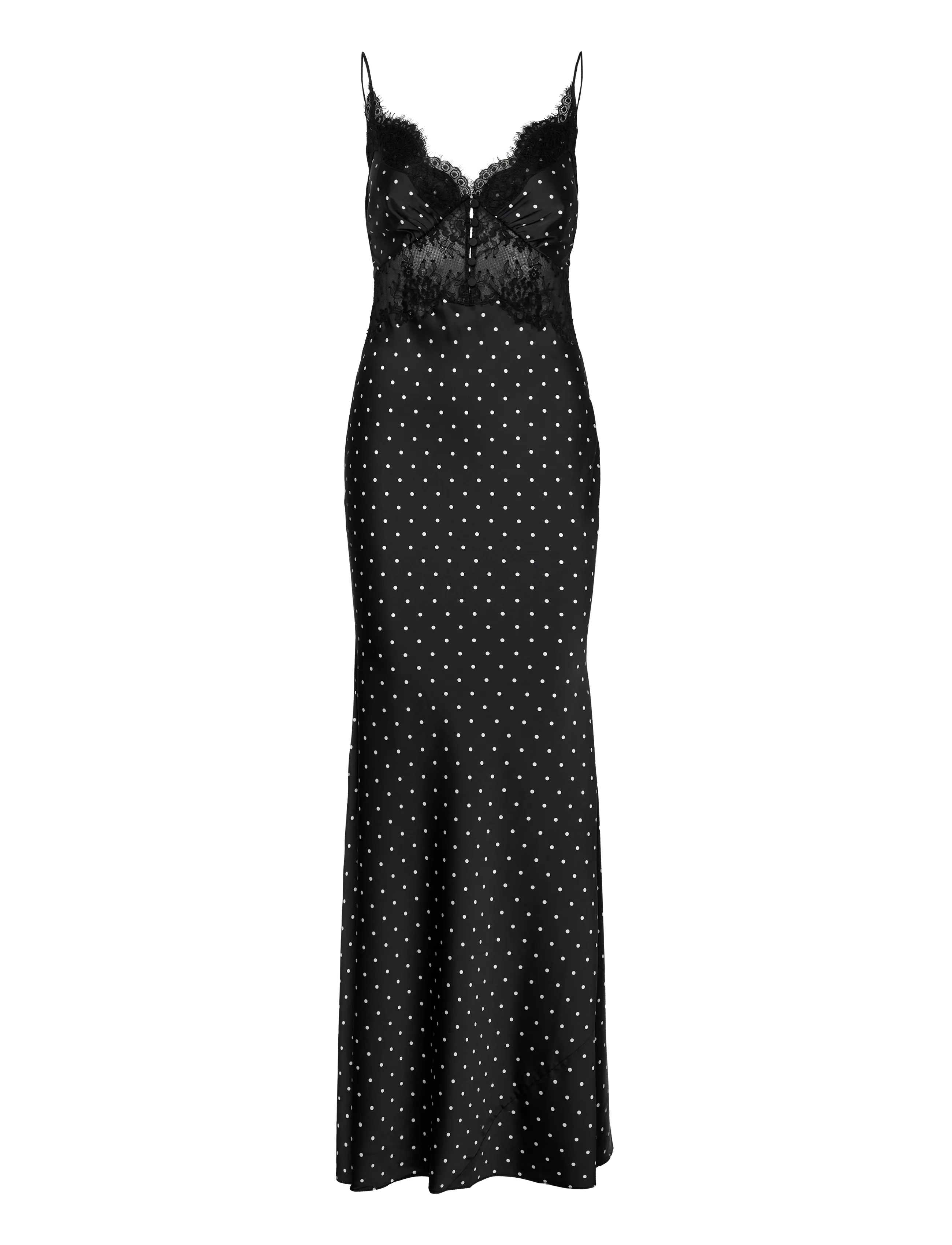 Self Portrait Polka Dot Lace Maxi Dress, 38, Black, Kjoler > Maxikjole, Dame