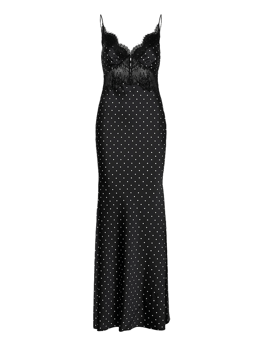 Self Portrait - Polka dot lace Maxi Dress - schlupfkleider - black - 0
