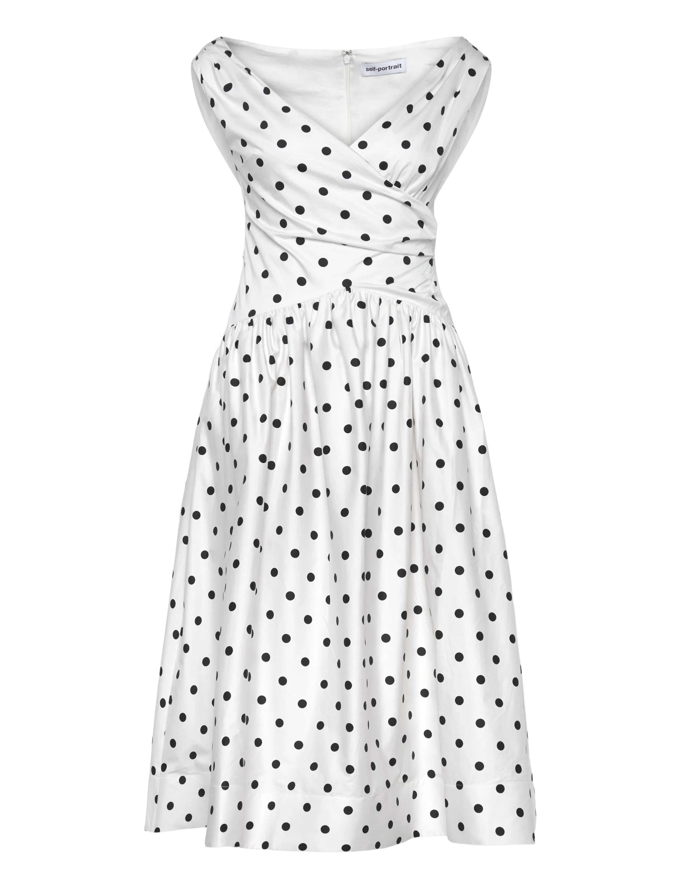 Self Portrait Polka Dot Cotton Midi Dress, 34, Dresses, Weiß - Knee-length & Midi, Frauen