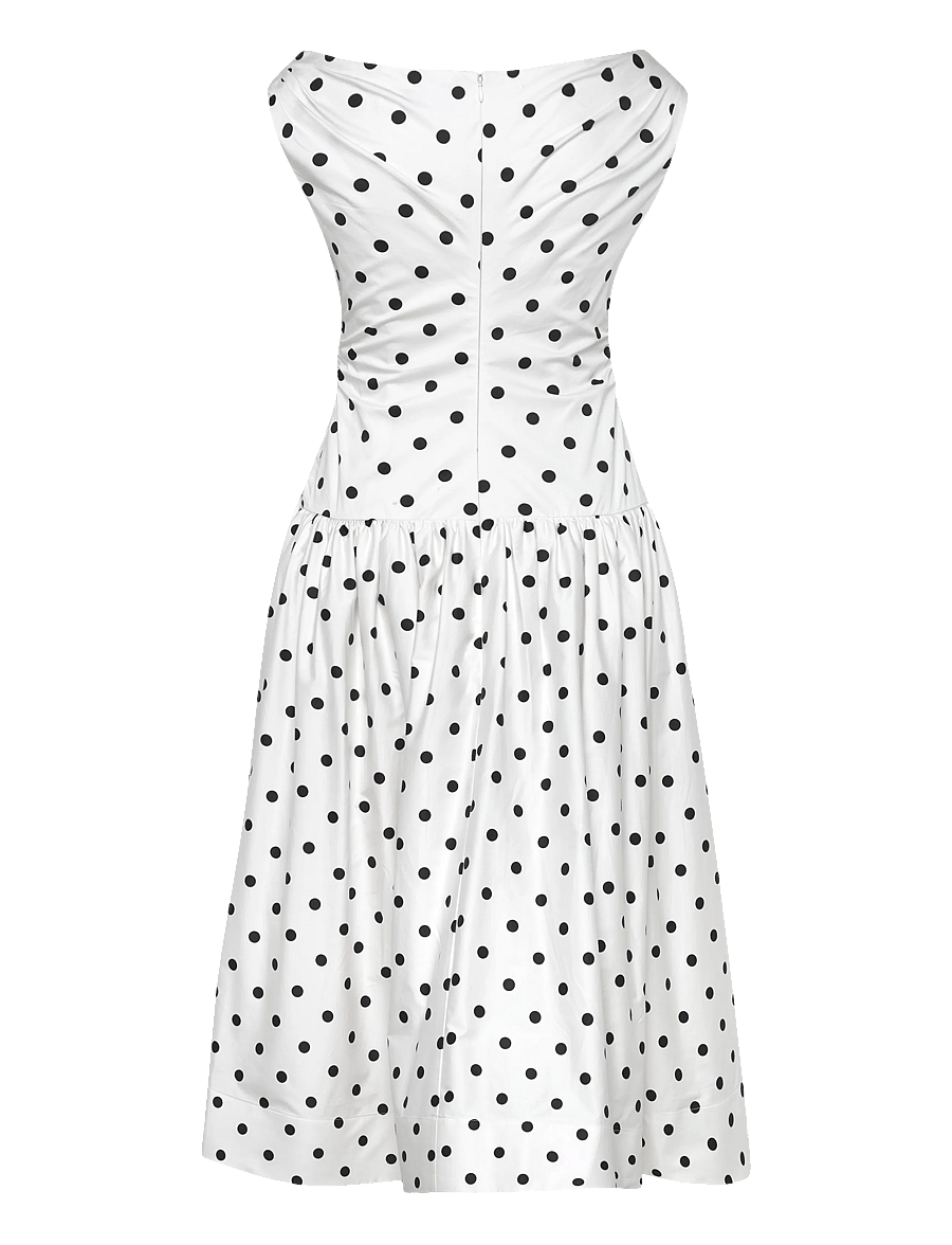 Self Portrait - Polka Dot Cotton Midi Dress - cocktailkleider - white - 1