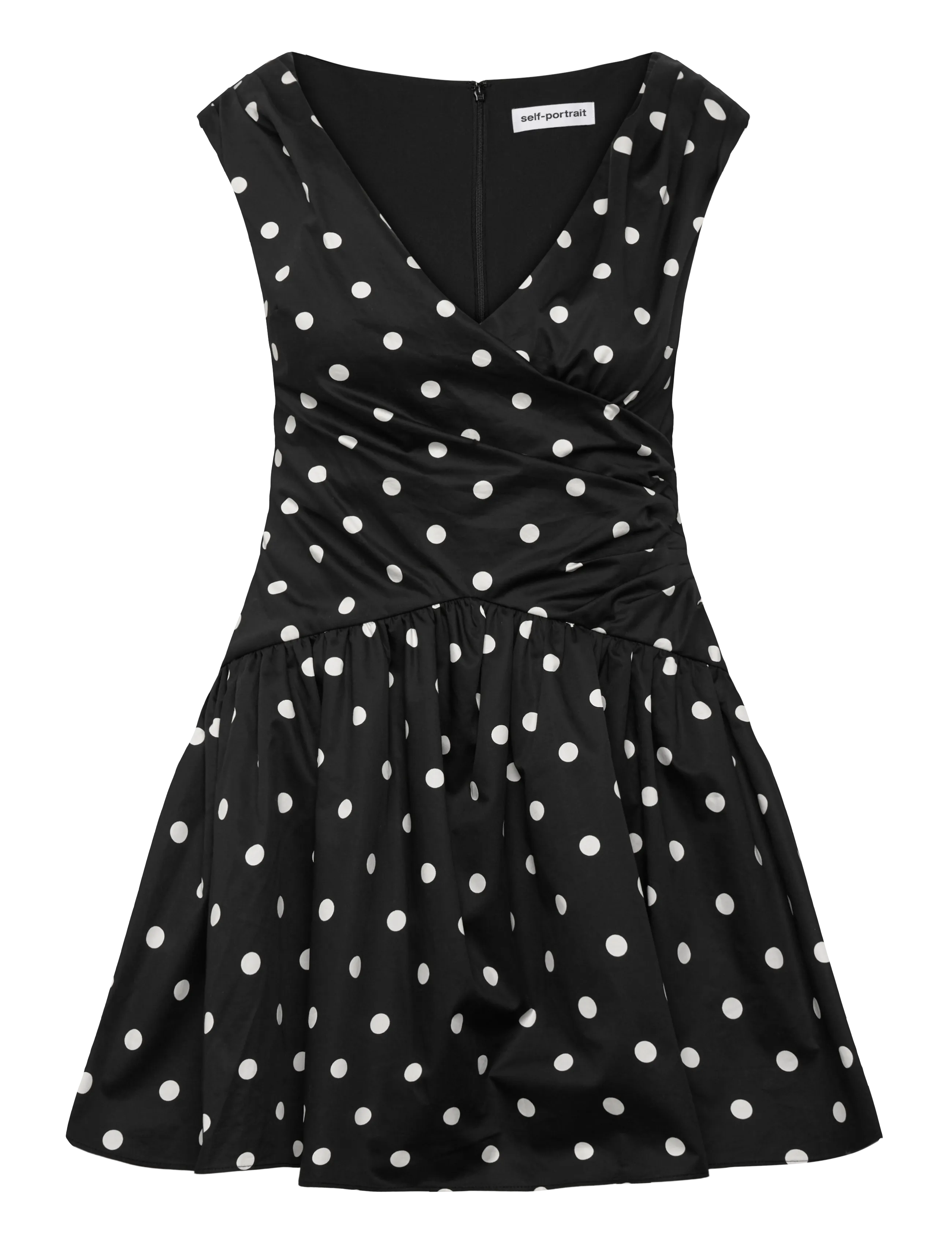 Self Portrait Polka dot Flared Dress - Kurze Kleider - BLACK / black