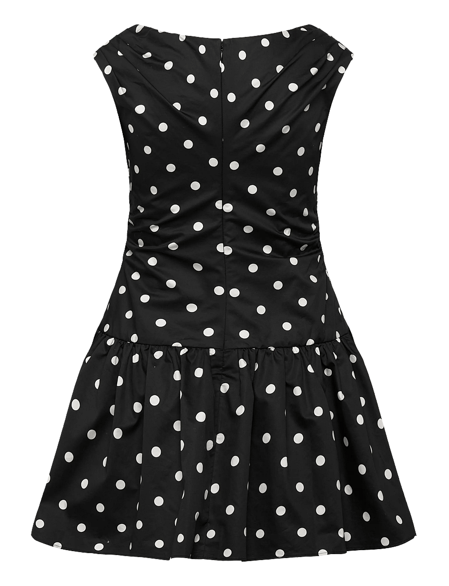 Self Portrait - Polka dot Flared Dress - korta klänningar - black - 1