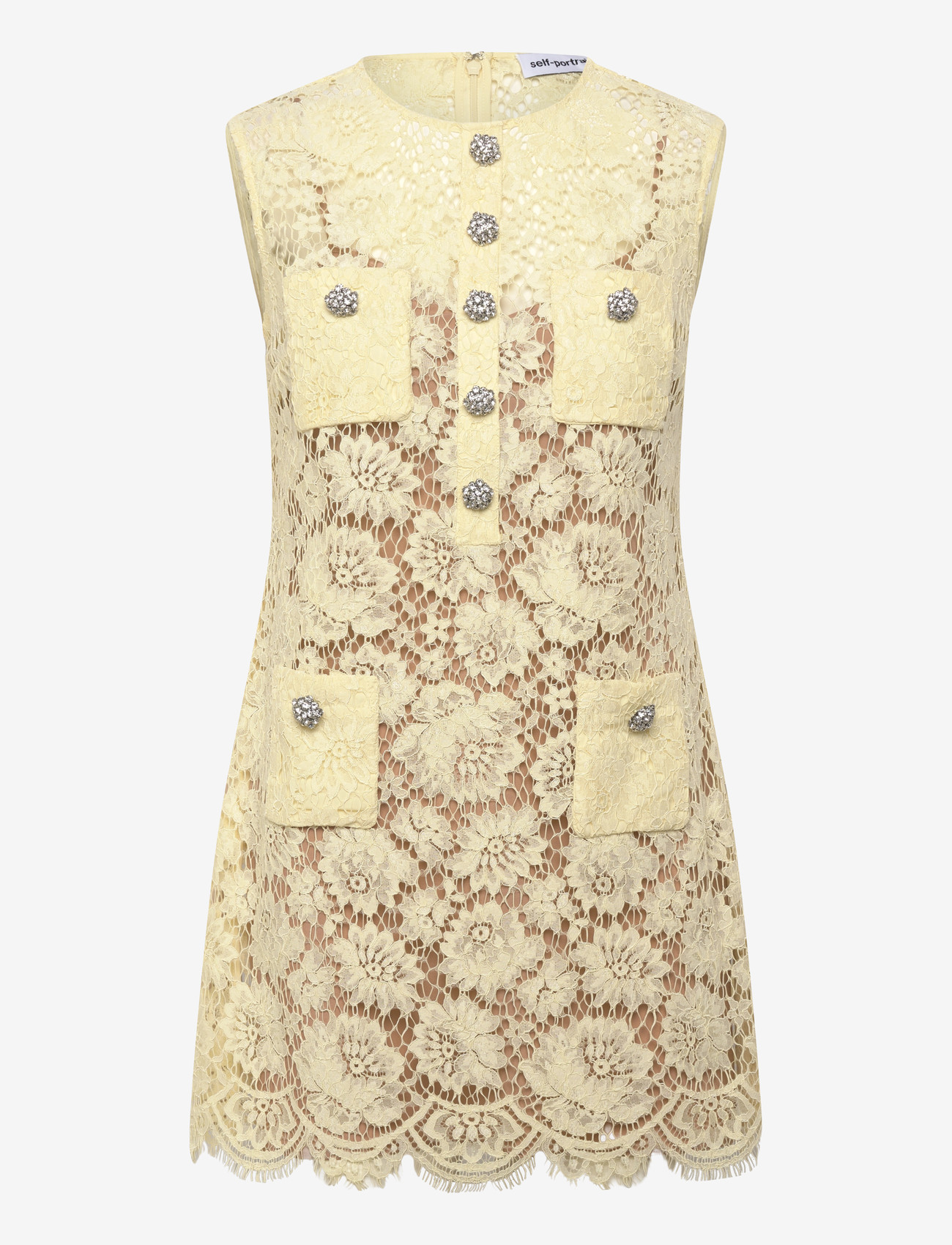Self Portrait - Fine lace Mini Dress - blondekjoler - yellow - 0