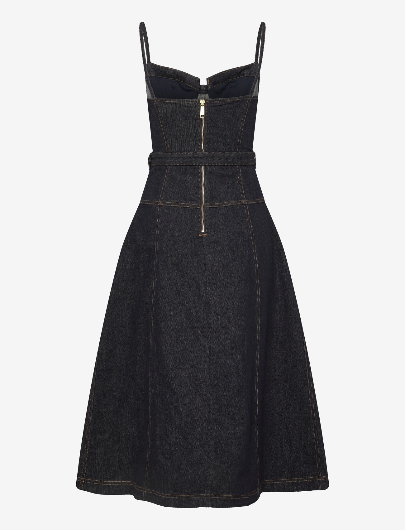 Self Portrait - Denim flared Midi Dress - sommerkjoler - blue - 1