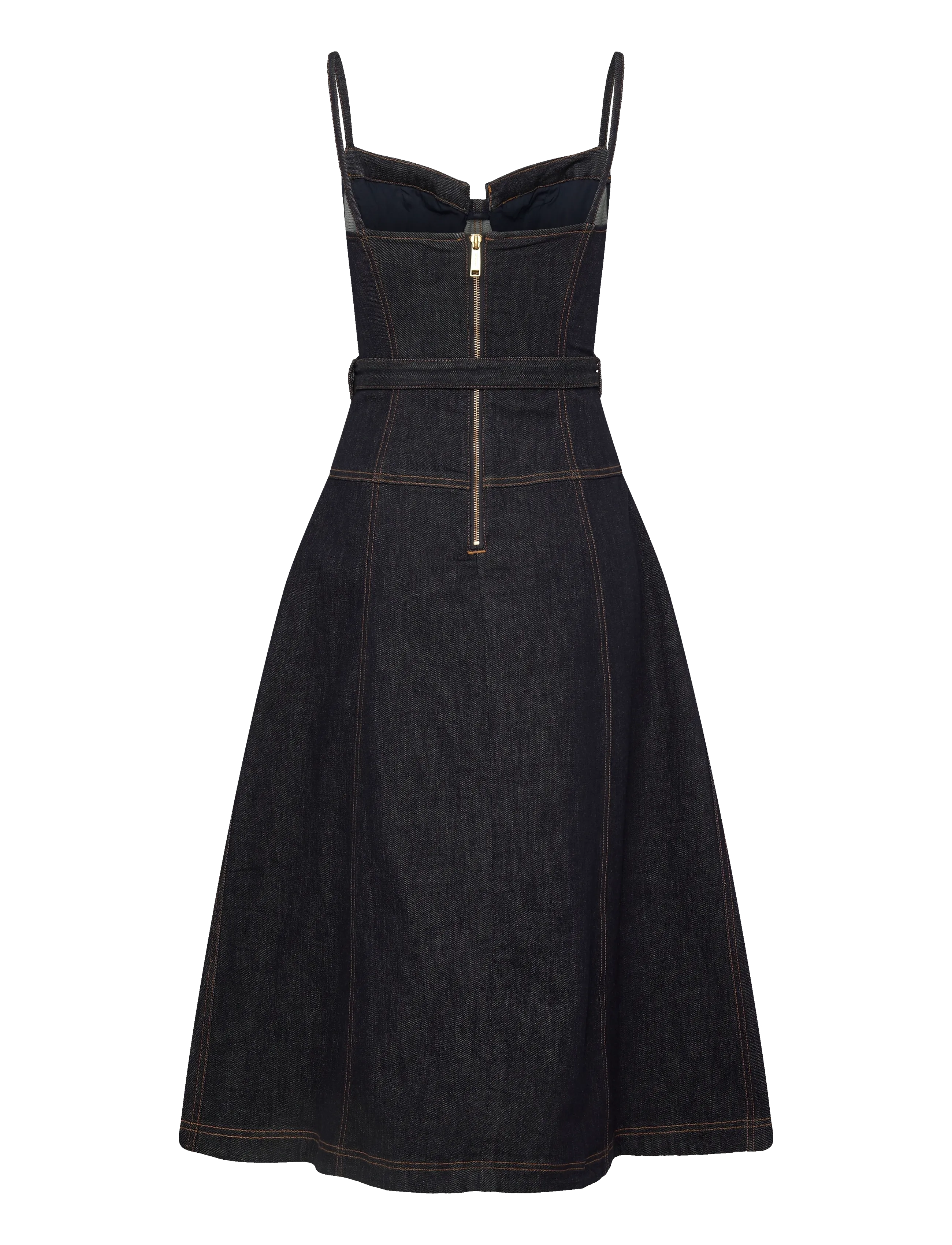 Self Portrait - Denim flared Midi Dress - sommarklänningar - blue - 1