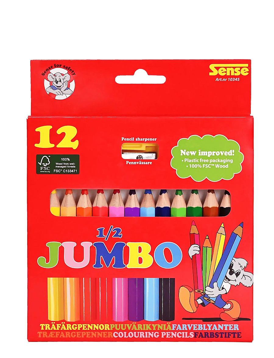 Sense - TRÄFÄRGP 1/2 JUMBO 12-P - bleistifte - red - 0