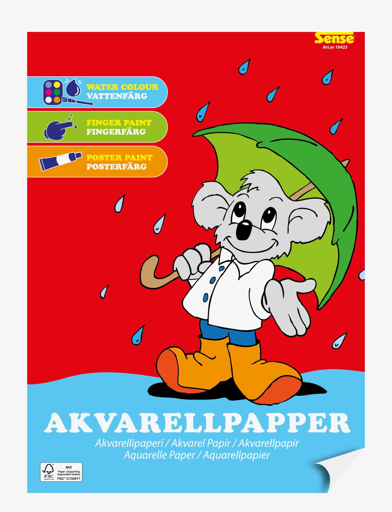 Sense Akvarellblock Fsc A4, One Size, Drawing, Mehrfarbig/gemustert - Stationery, Kinder