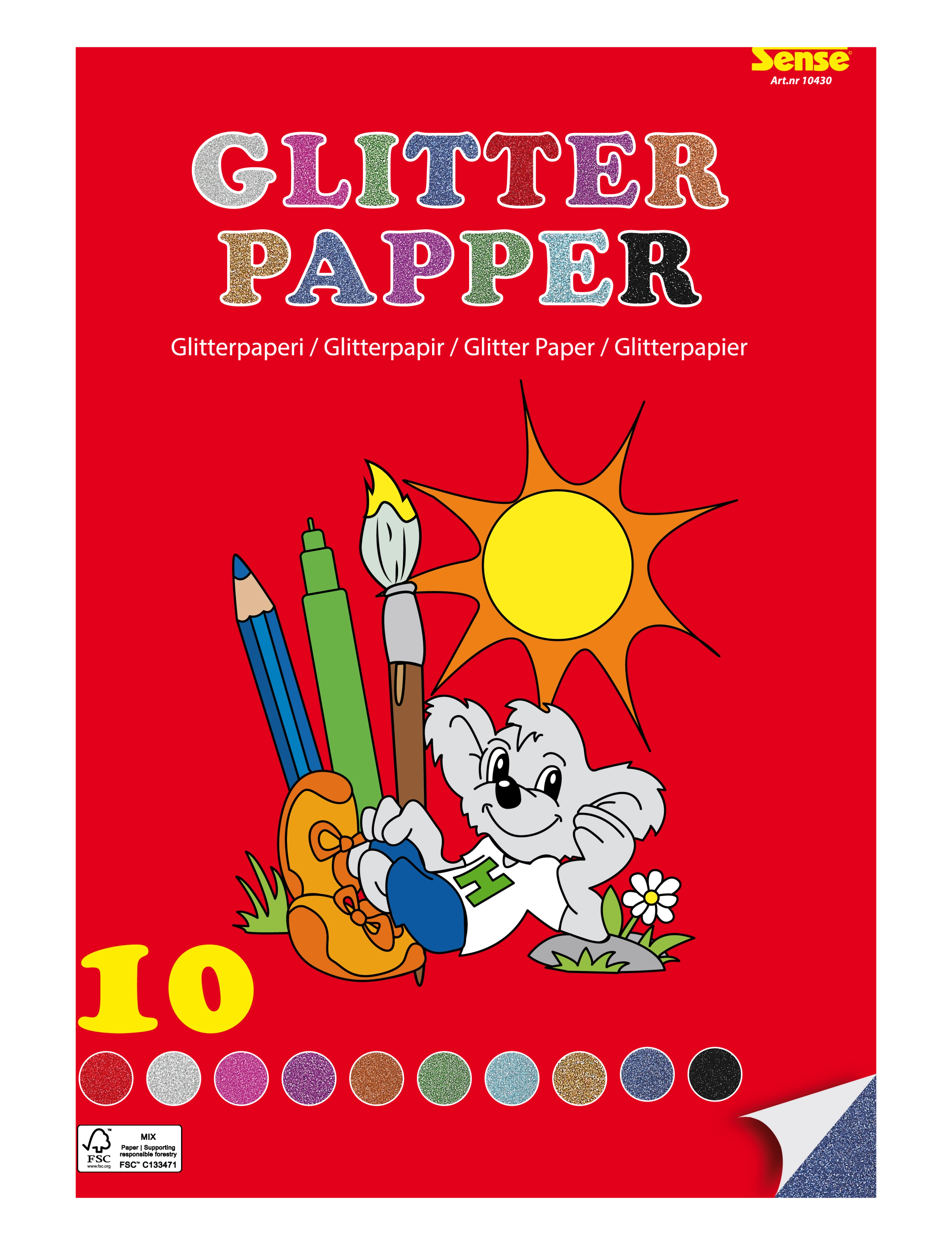 SENSE Glitterpapper Fsc A4 Patterned - One Size - Kinder