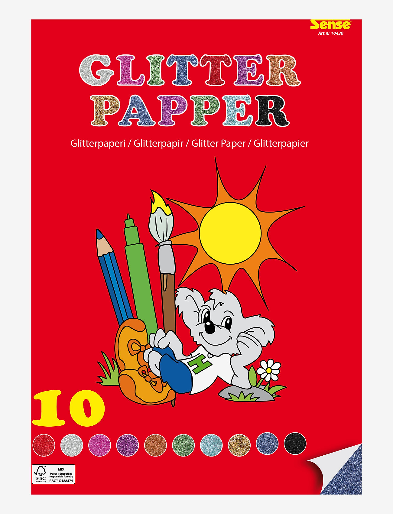 Sense - GLITTERPAPPER FSC® A4 - coloring & craft books - red - 1