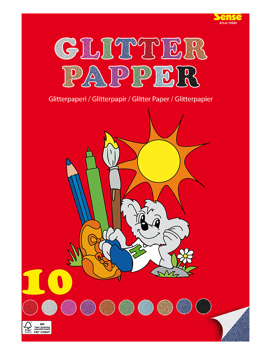 Sense - GLITTERPAPPER FSC® A4 - målar- & pysselböcker - red - 1