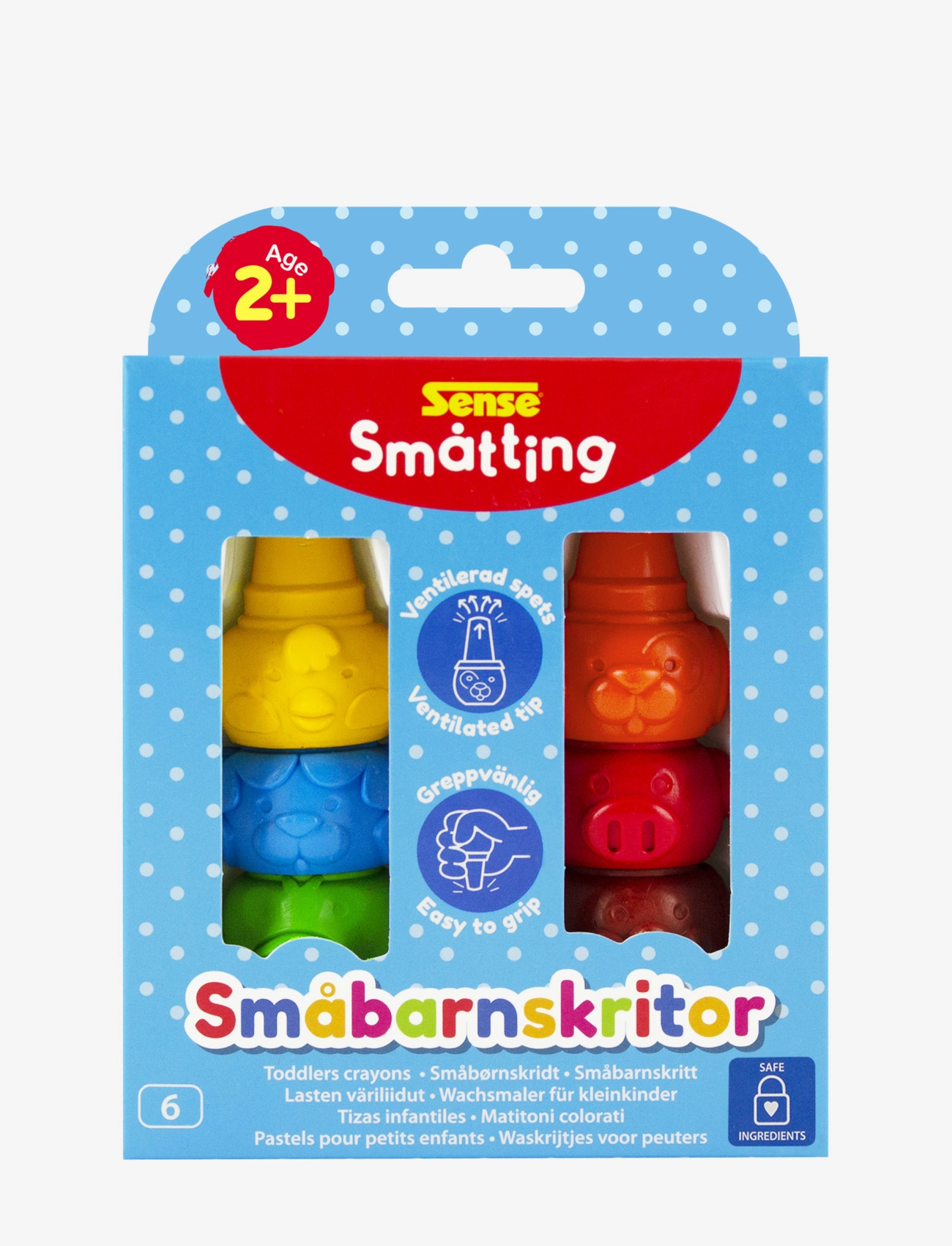Sense Småtting Småbarnskrita 6-P, One Size, Drawing, Mehrfarbig/gemustert - Coloured Pencils, Kinder