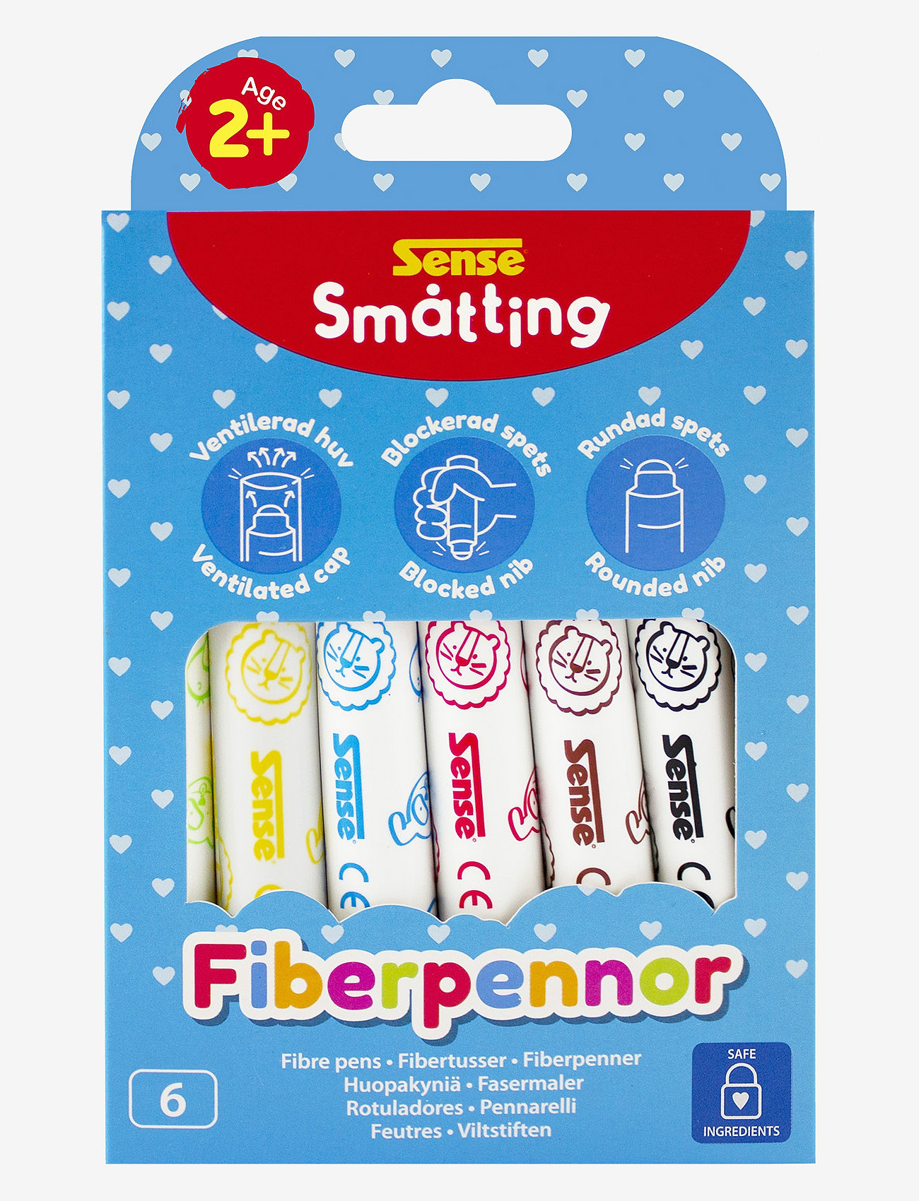 Sense - SMÅTTING FIBERPENNOR 6-P - crayons - red - 0