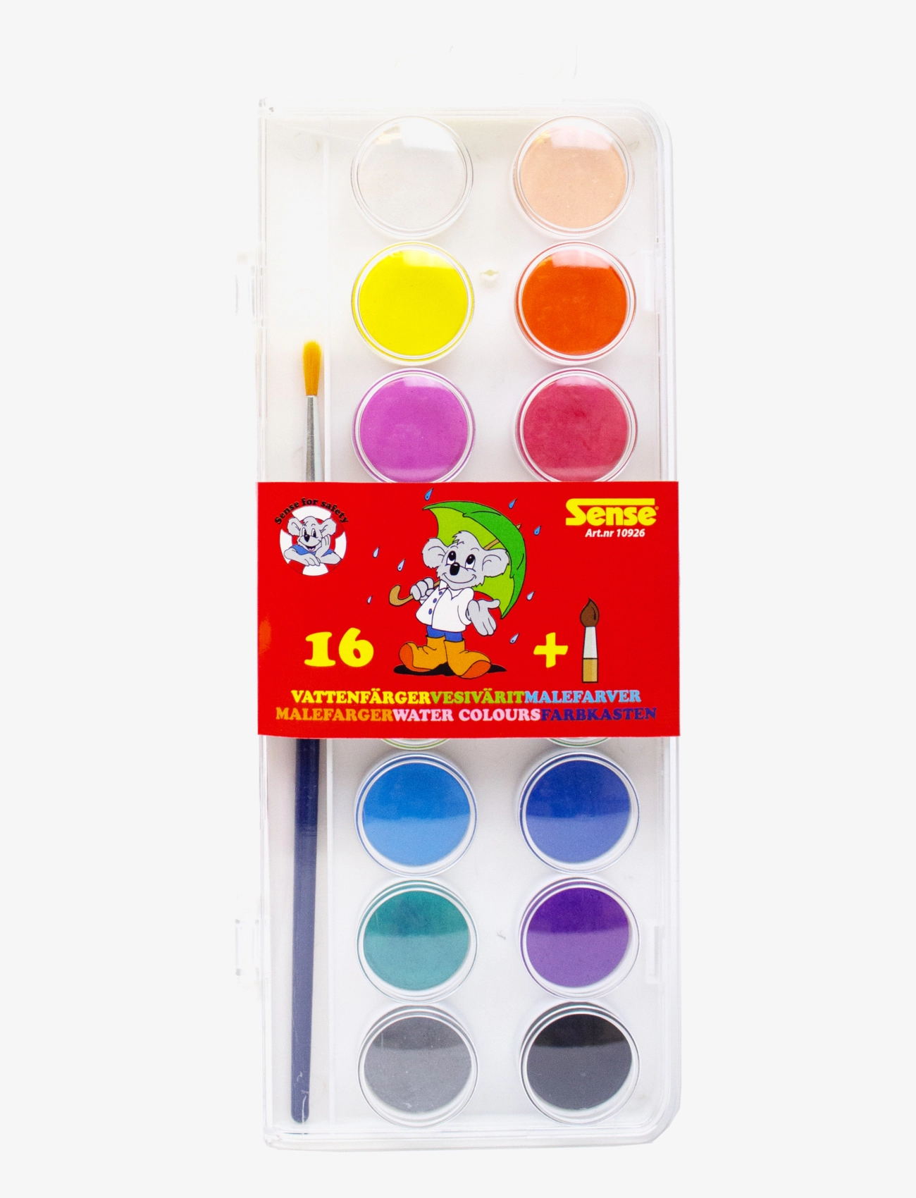 Sense Vattenfärg 16P Med Pensel, One Size, Drawing, Mehrfarbig/gemustert - Coloured Pencils, Kinder