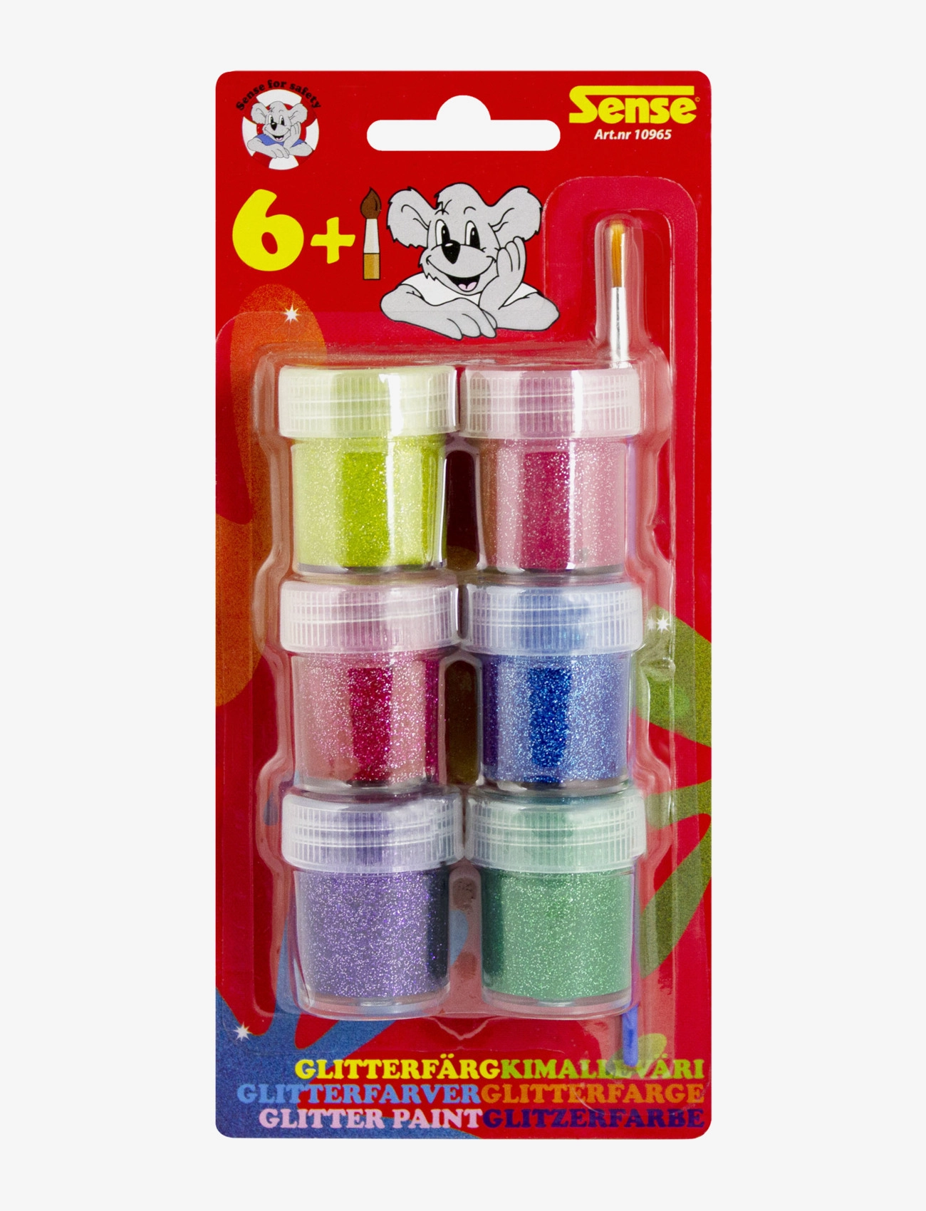 Sense Glitterfärg 6-P, Blister, Børn, Paints, Multi/mønstret, Str: ONE SIZE