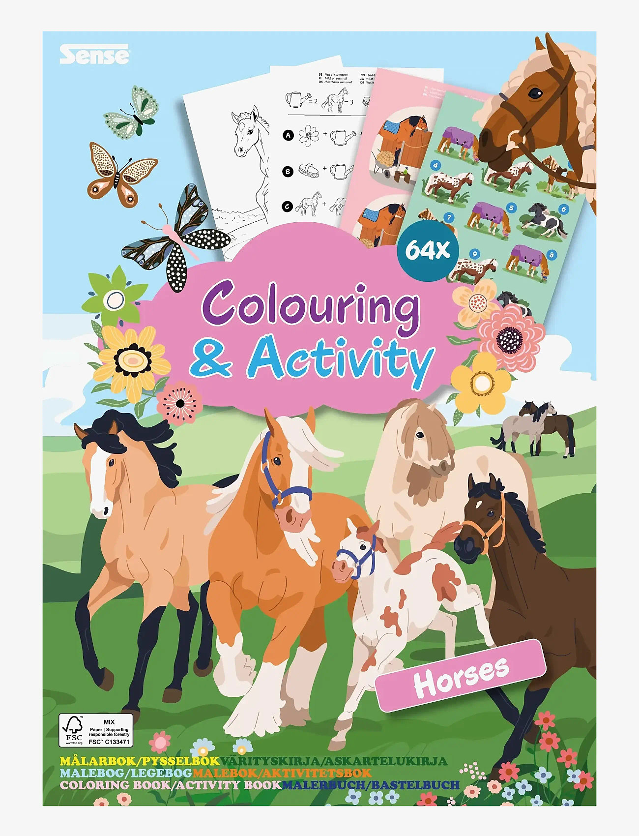 Sense - AKTIVITETSBOK HÄSTAR FSC® - male- & kreabøger - red - 0