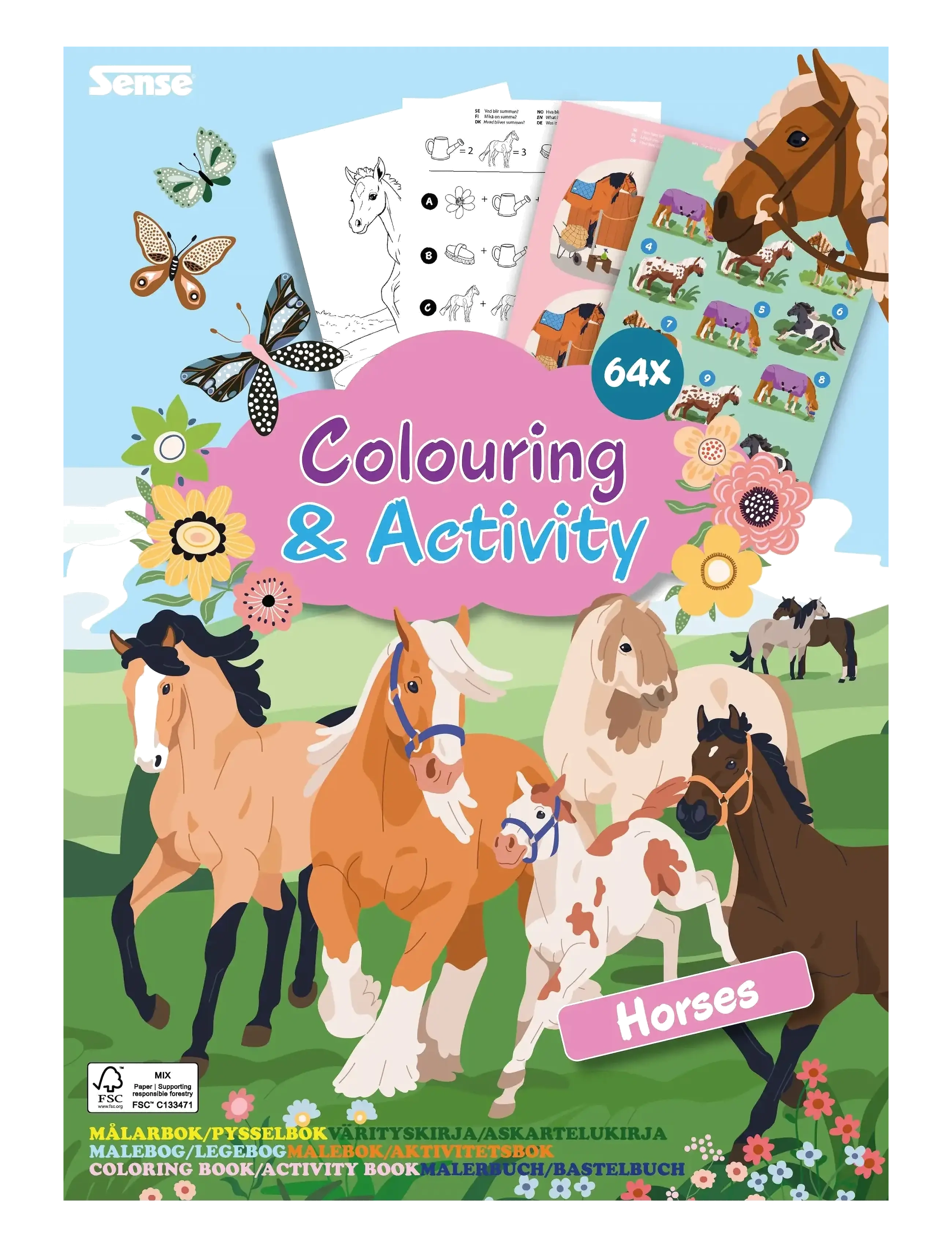 Sense AKTIVITETSBOK HÄSTAR FSC® - Male- & kreabøger - RED / multi