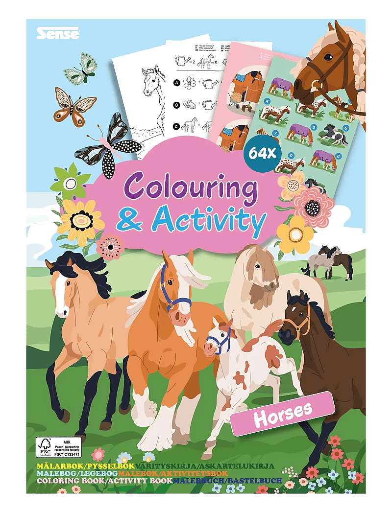 Sense - AKTIVITETSBOK HÄSTAR FSC® - male- & kreabøger - red - 0