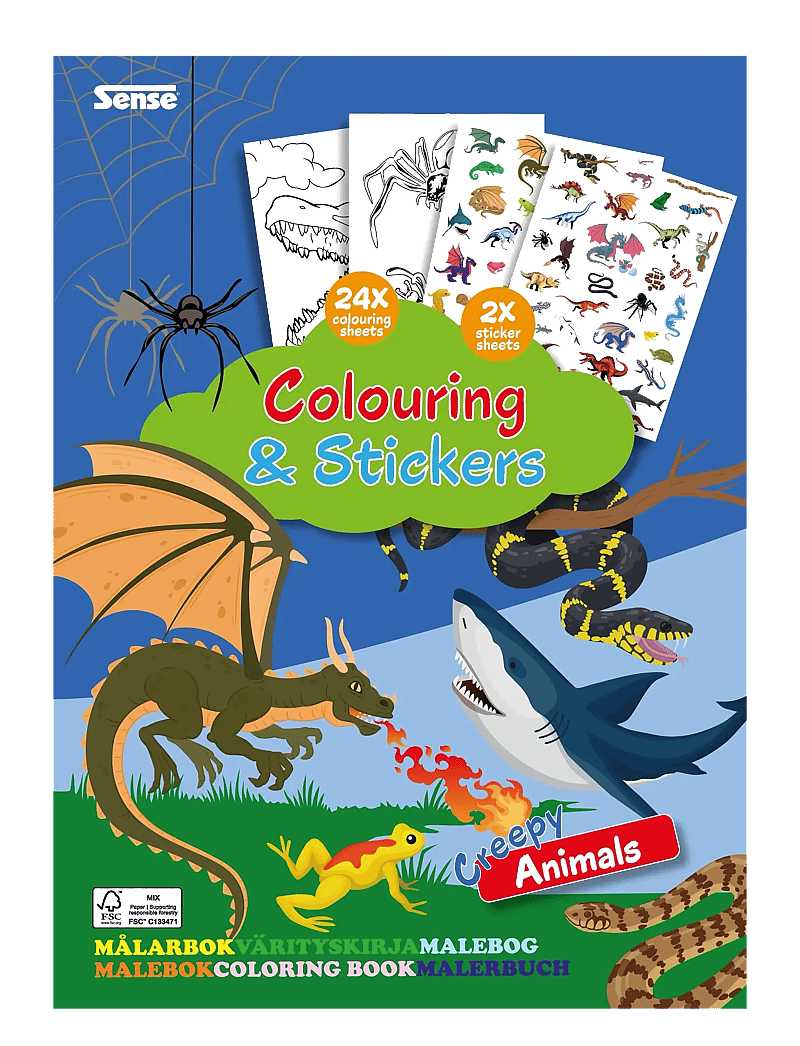 Sense - MÅLARBOK LÄSKIGA DJUR M STICKERS FSC® - mal- & bastelbücher - red - 0