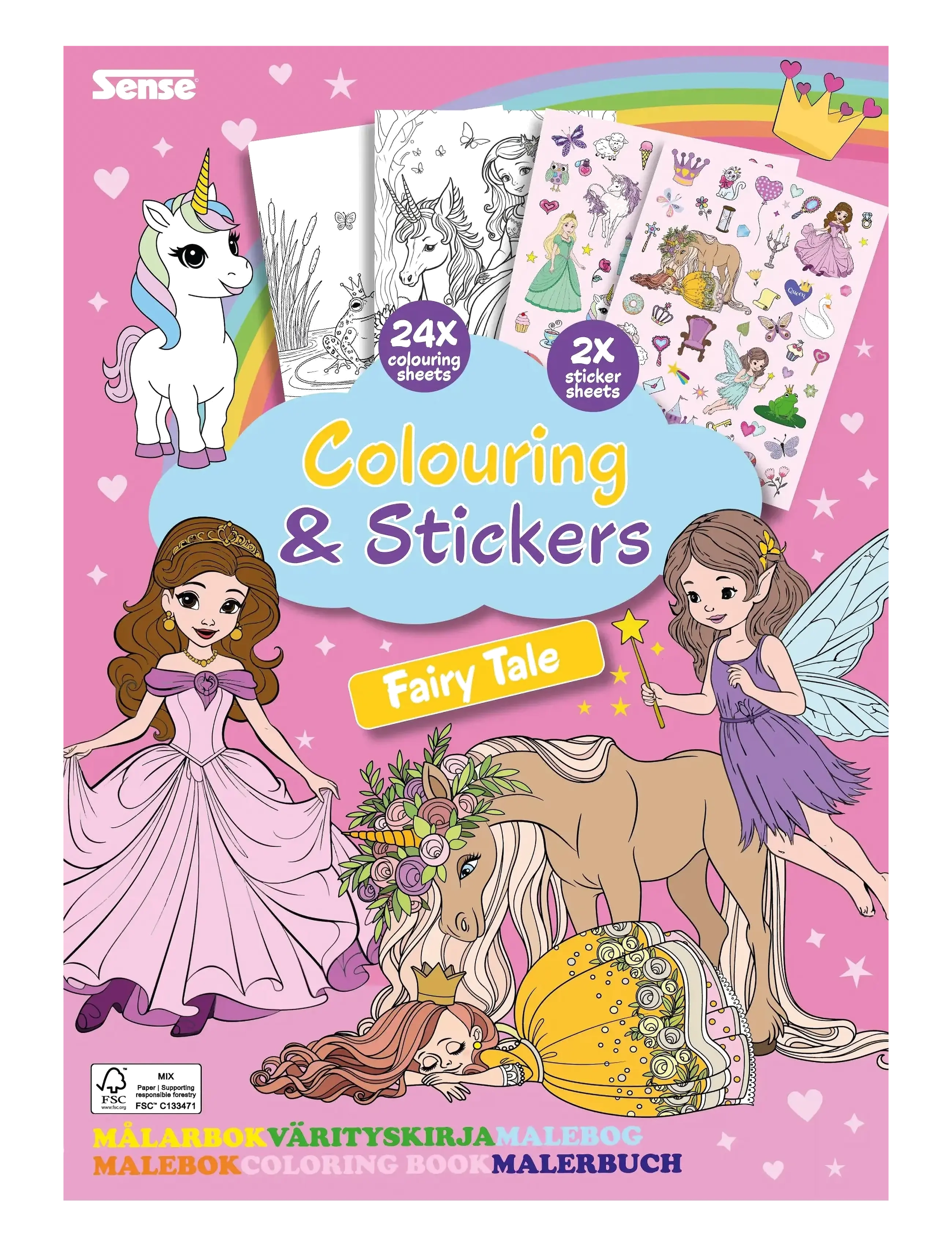 Sense MÅLARBOK SAGOVÄRLD M STICKERS FSC® - Male- & kreabøger - RED / multi