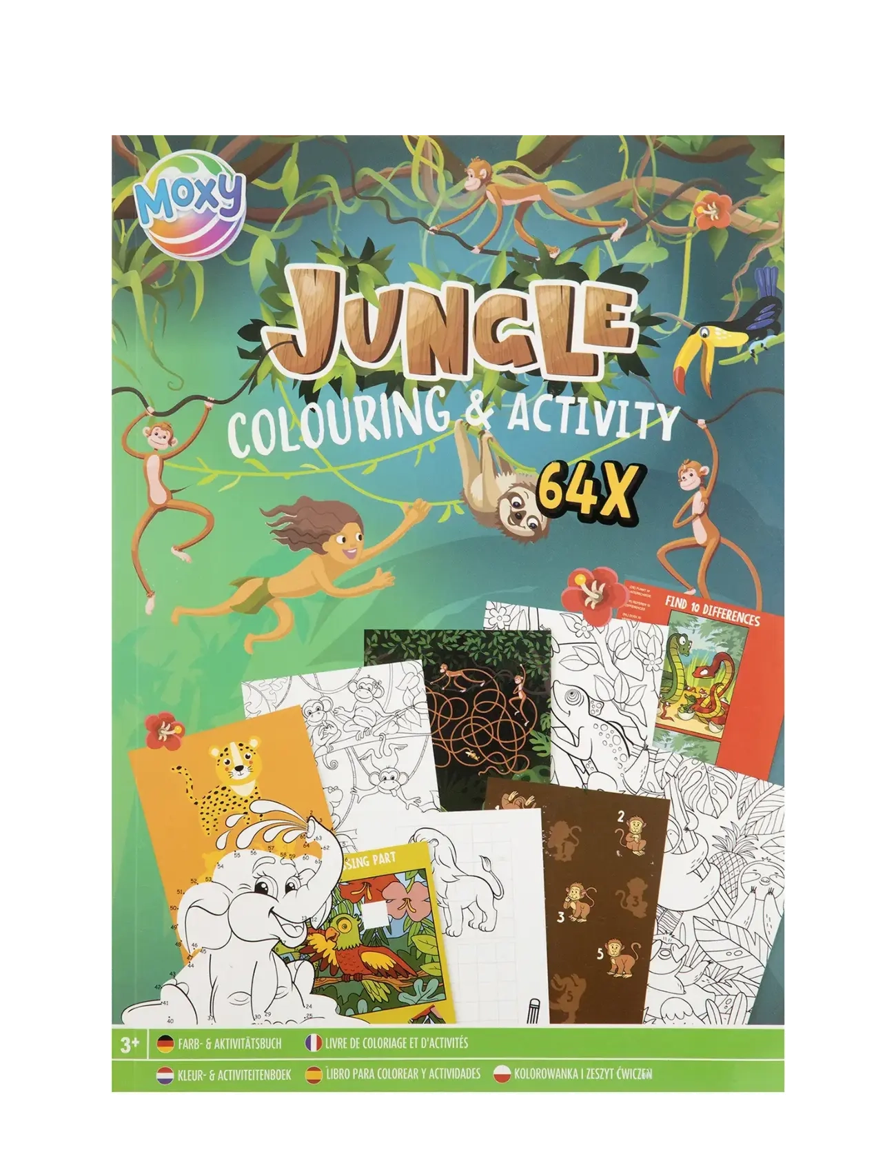 Sense Colouring & Activity Book A4 Jungle, 64 Pages, One Size, Multi/patterned, Tegning > Malebøger Og Håndarbejdsbøger, Børn
