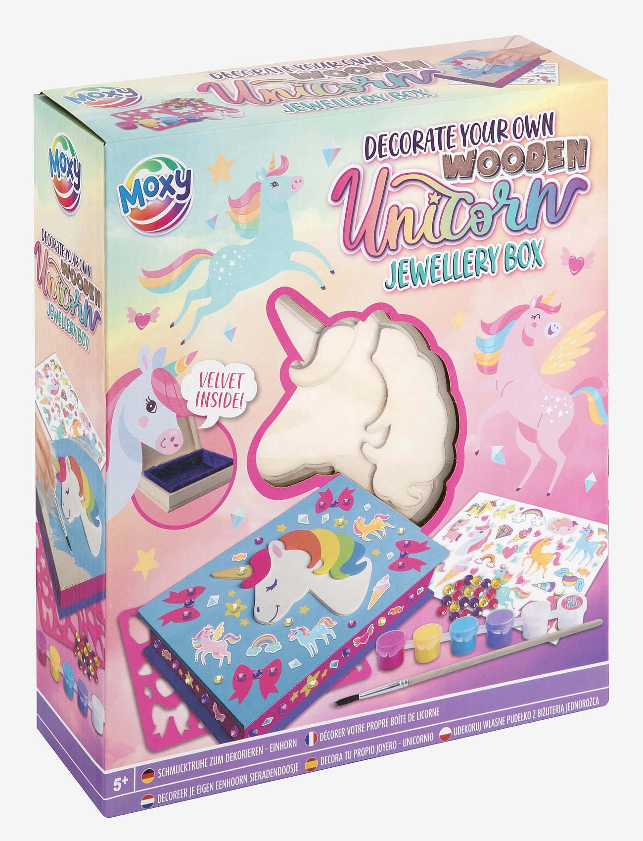 Sense Dyo Wooden Unicorn Jewellery Box +6 Paint/Stickers - Multi/patterned - ONE SIZE
