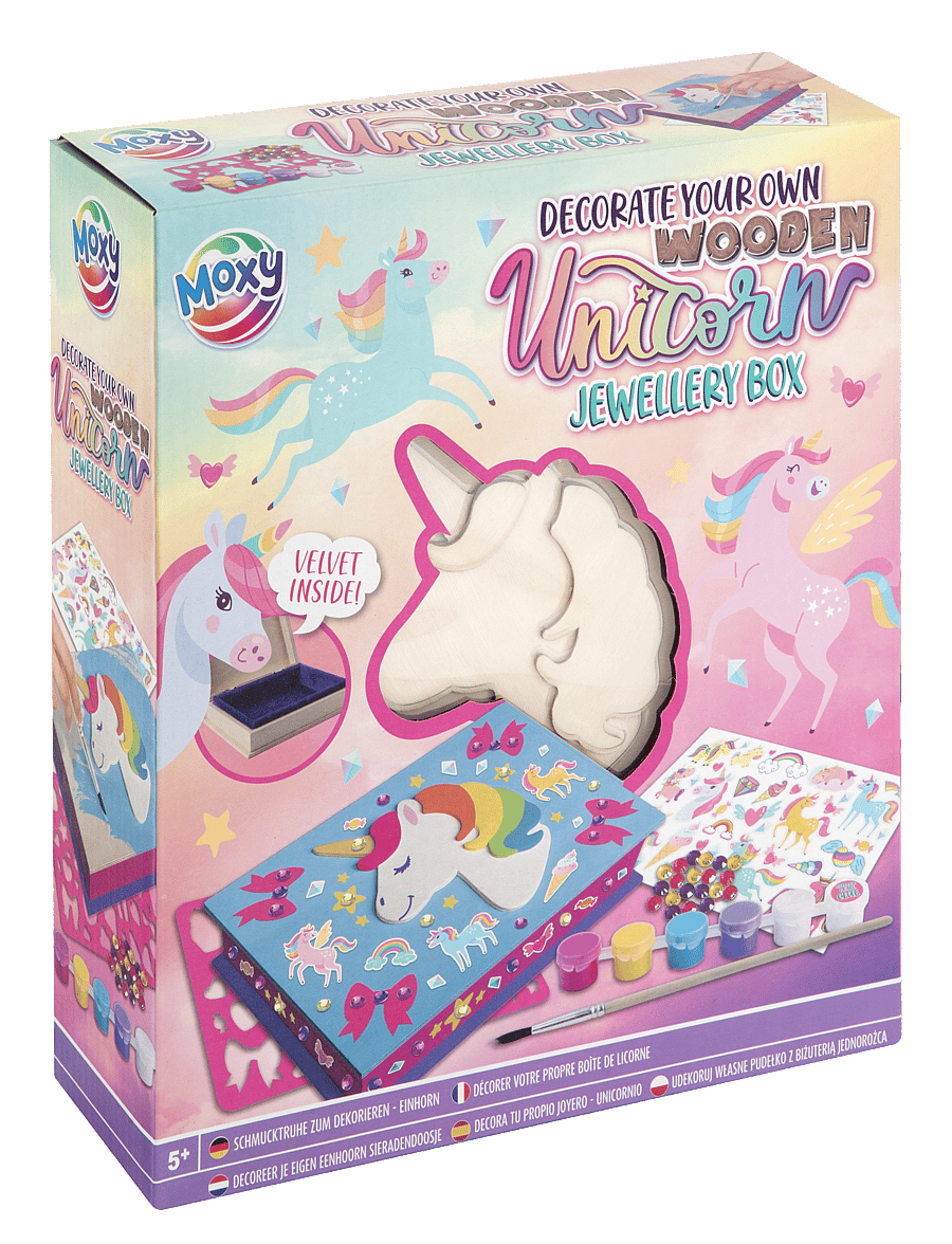 Sense - DYO Wooden Unicorn Jewellery Box +6 paint/stickers - schmuckschatullen - red - 1