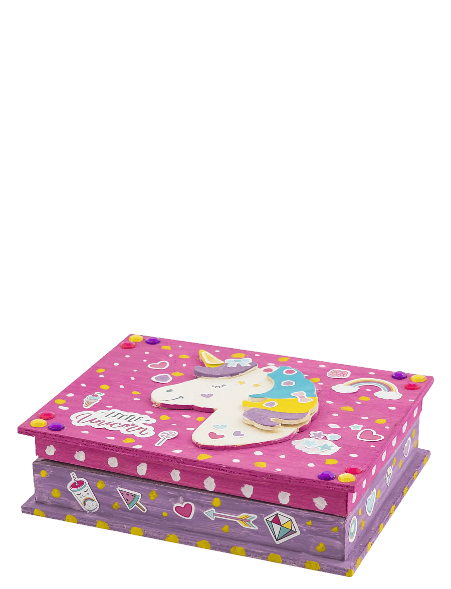 Sense - DYO Wooden Unicorn Jewellery Box +6 paint/stickers - schmuckschatullen - red - 2