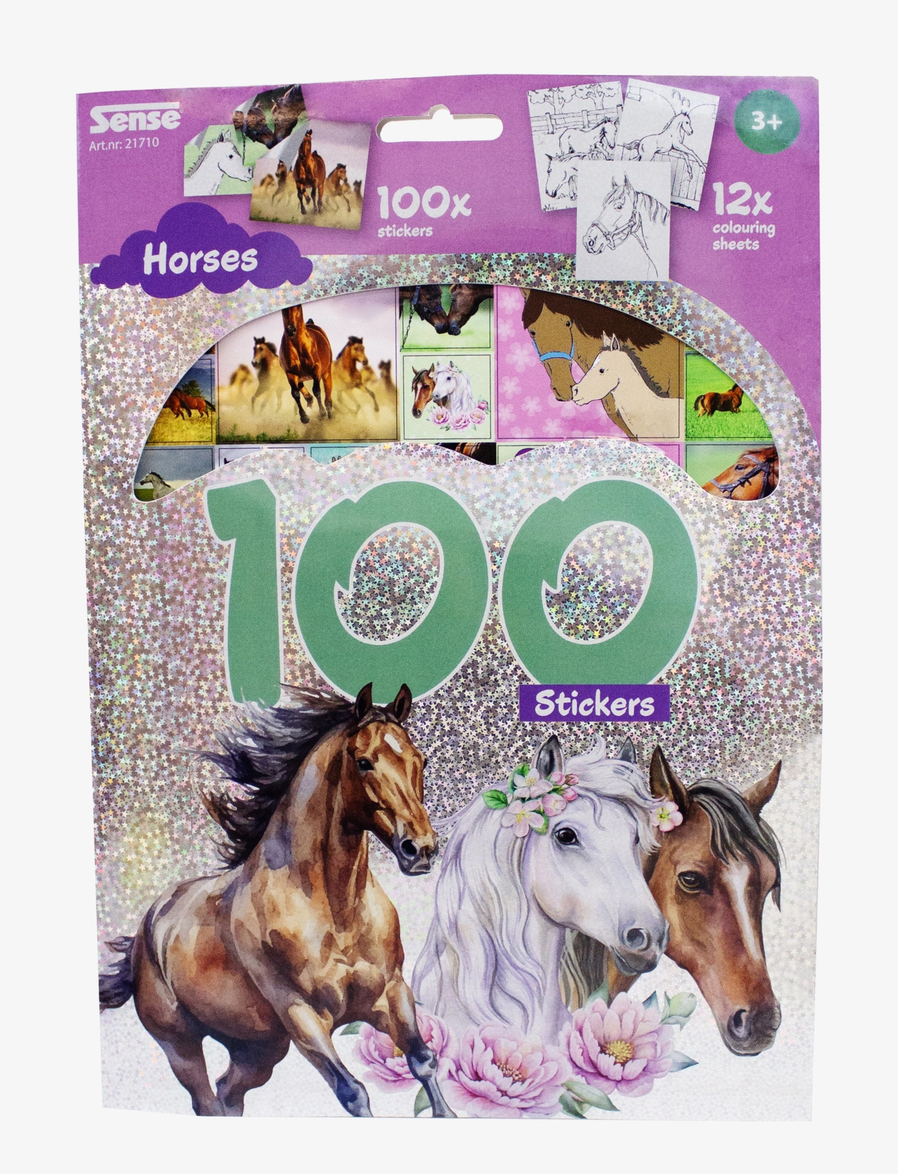 Sense Hästar 100 Stickers Hologram, One Size, Craft, Mehrfarbig/gemustert - Stickers, Kinder