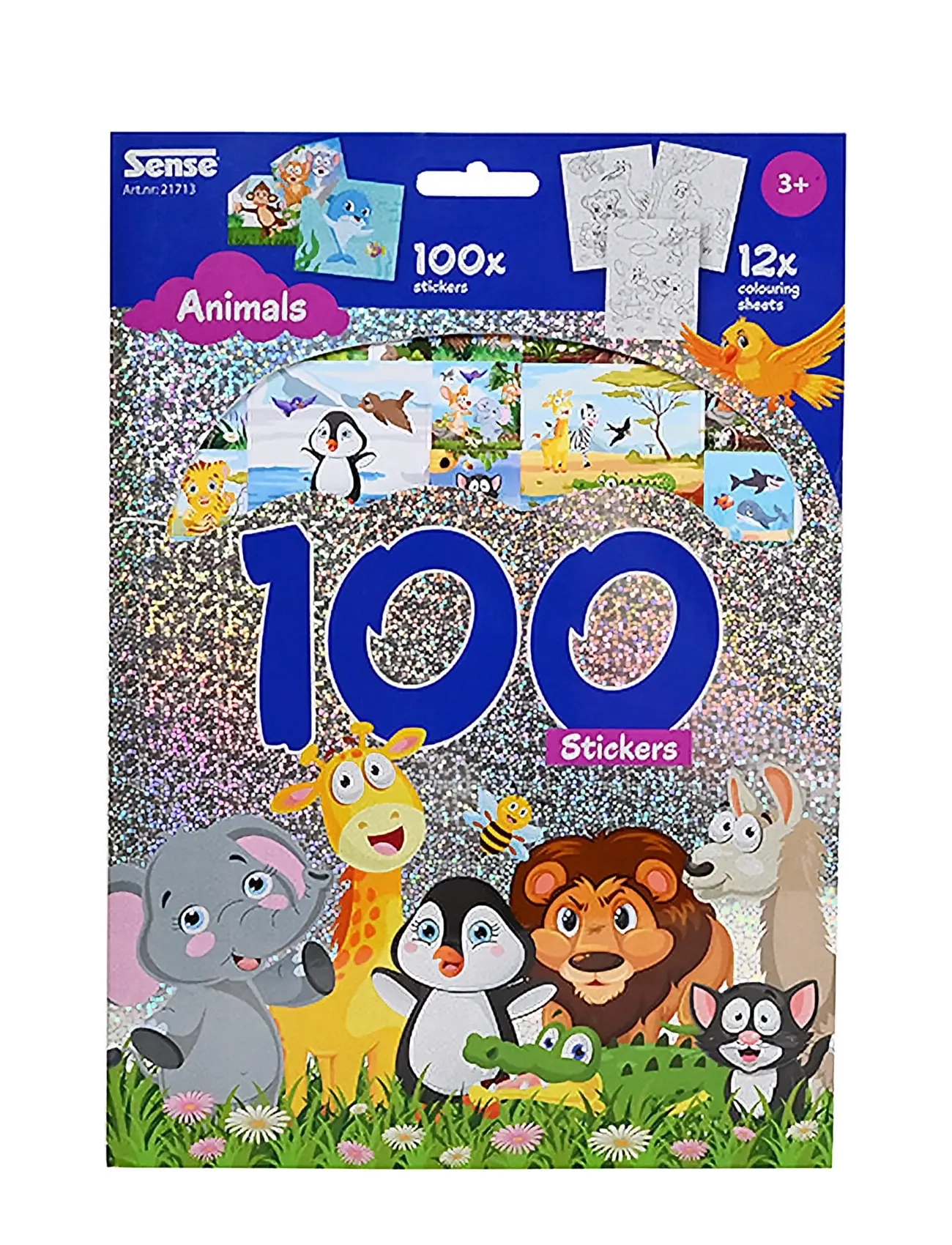 SENSE Gulliga Djur 100 Stickers Hologram Patterned - One Size - Kinder