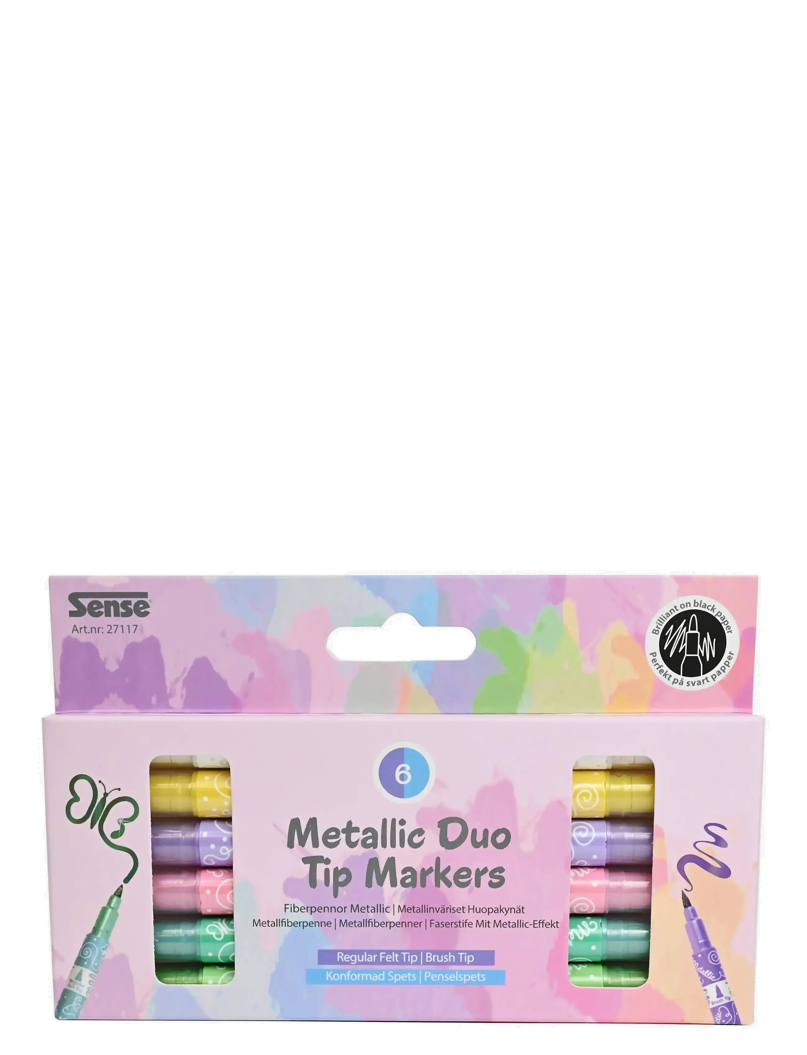 SENSE Metallisk Duo Tip Marker 6P Patterned - One Size - Kinder