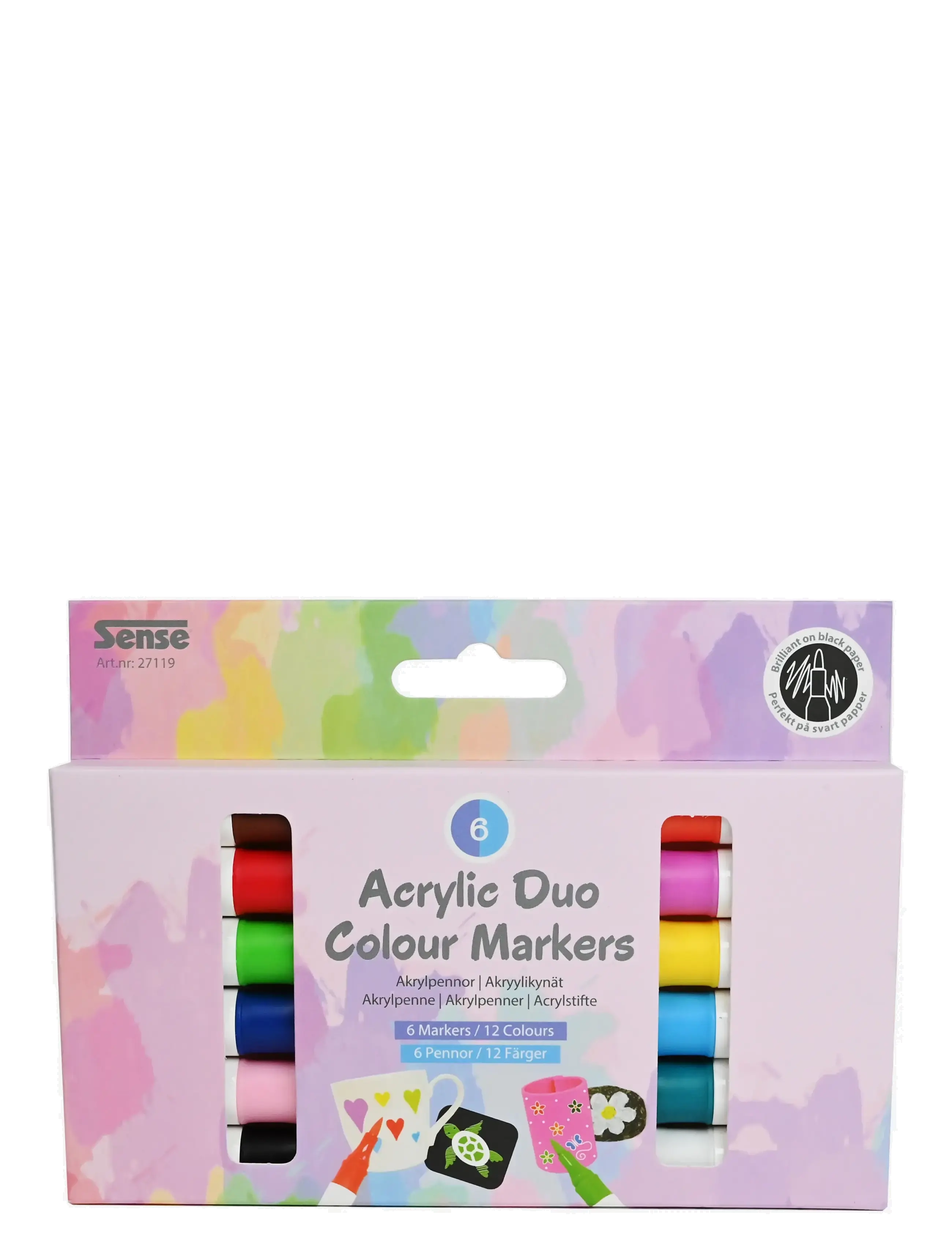 Sense Akrylpennor Dubbla Färger 6-P, One Size, Drawing, Mehrfarbig/gemustert - Coloured Pencils, Kinder