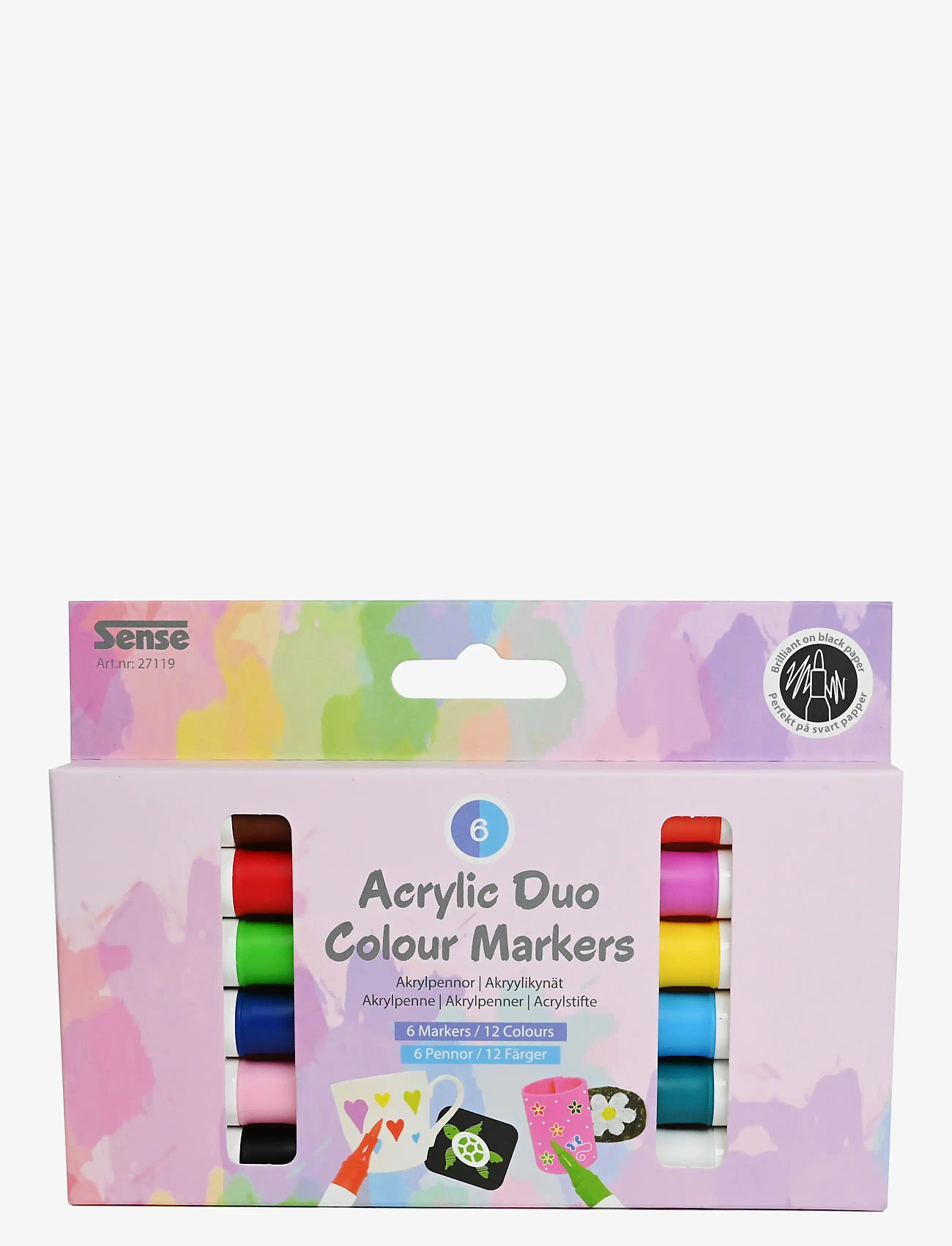 Sense - AKRYLPENNOR DUBBLA FÄRGER 6-P - farveblyanter - red - 0