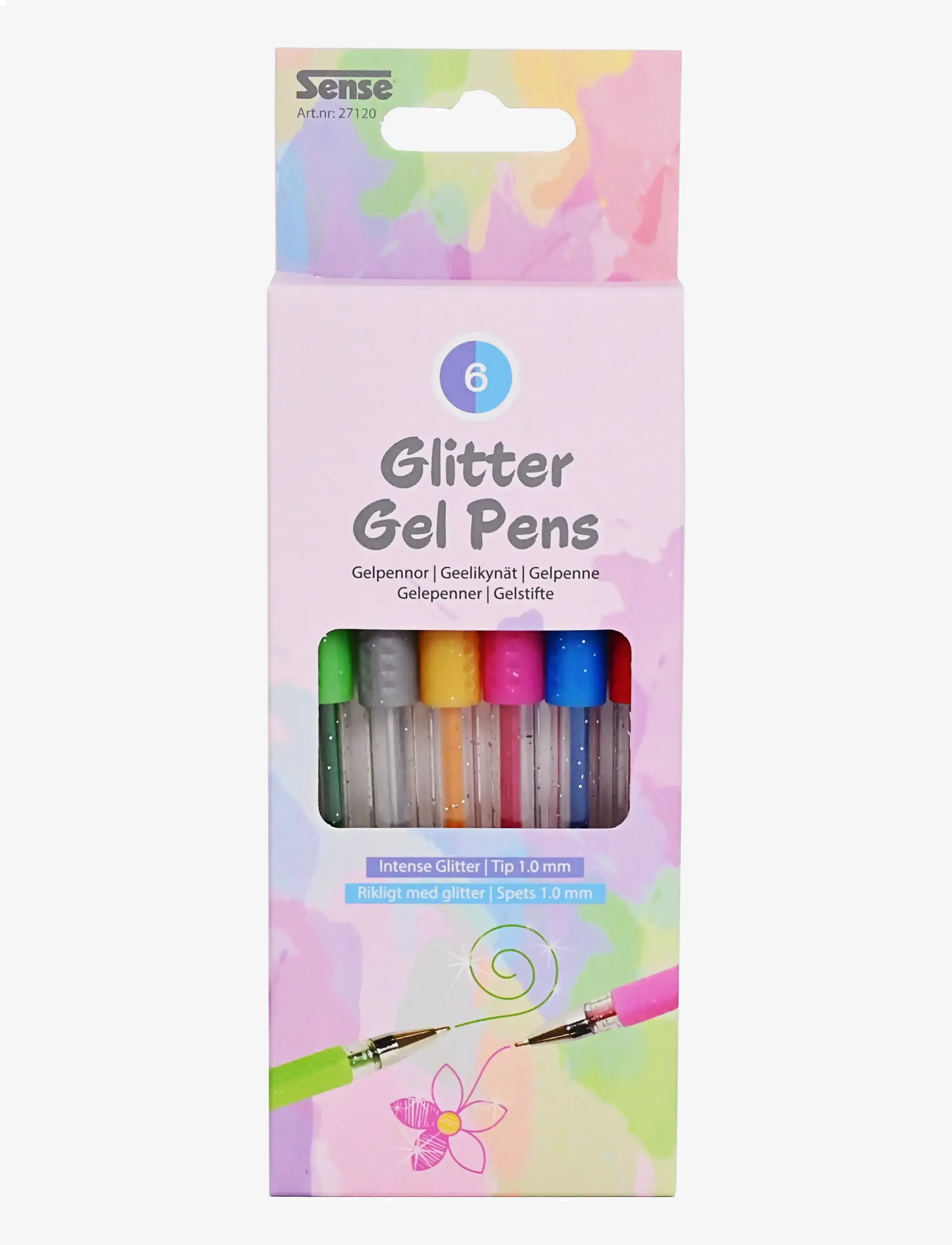 Sense Glitter Gelpennor 6-P, One Size, Drawing, Mehrfarbig/gemustert - Coloured Pencils, Kinder