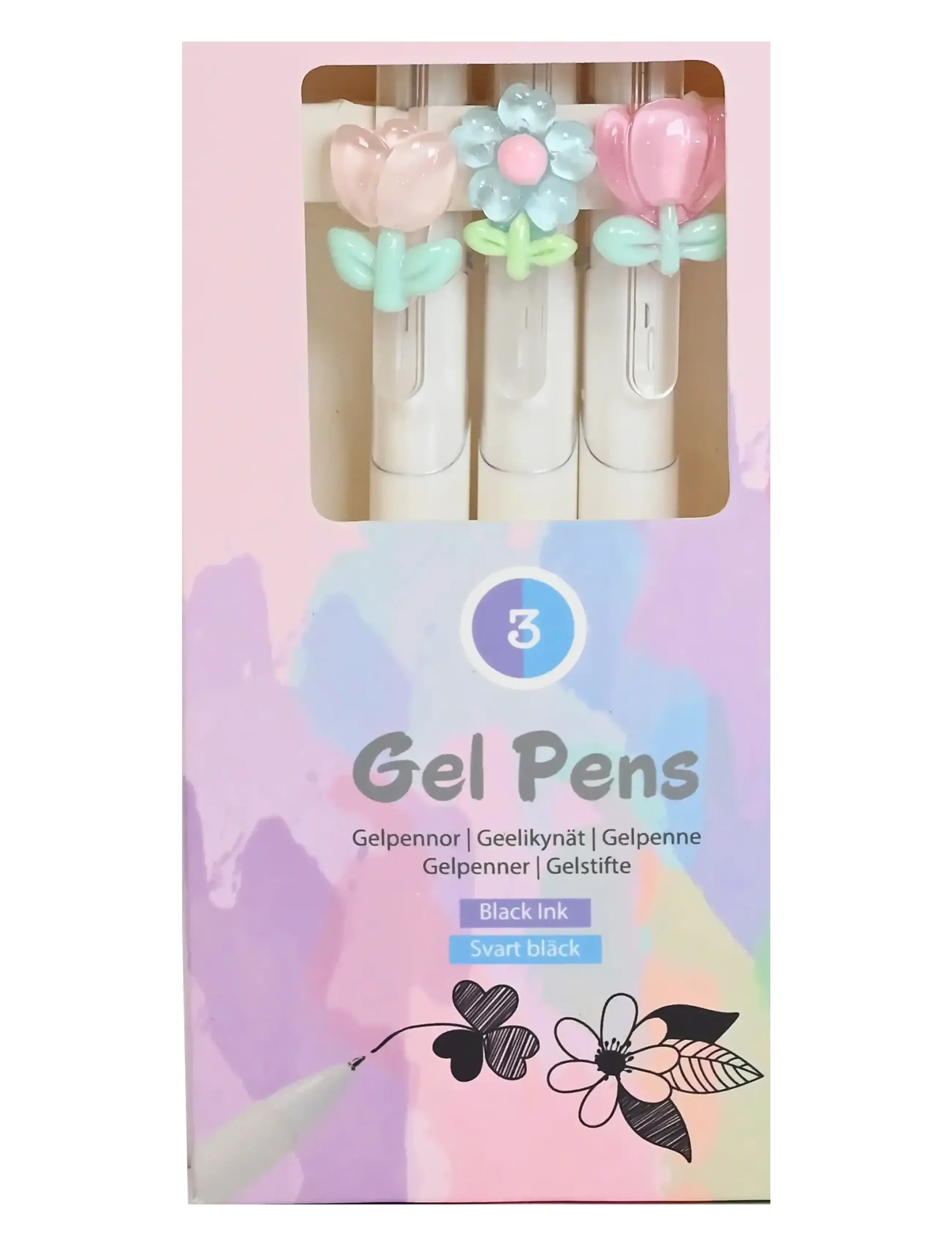 Sense Gelpenna 3-P Blomdekoration, One Size, Drawing, Mehrfarbig/gemustert - Stationery, Kinder