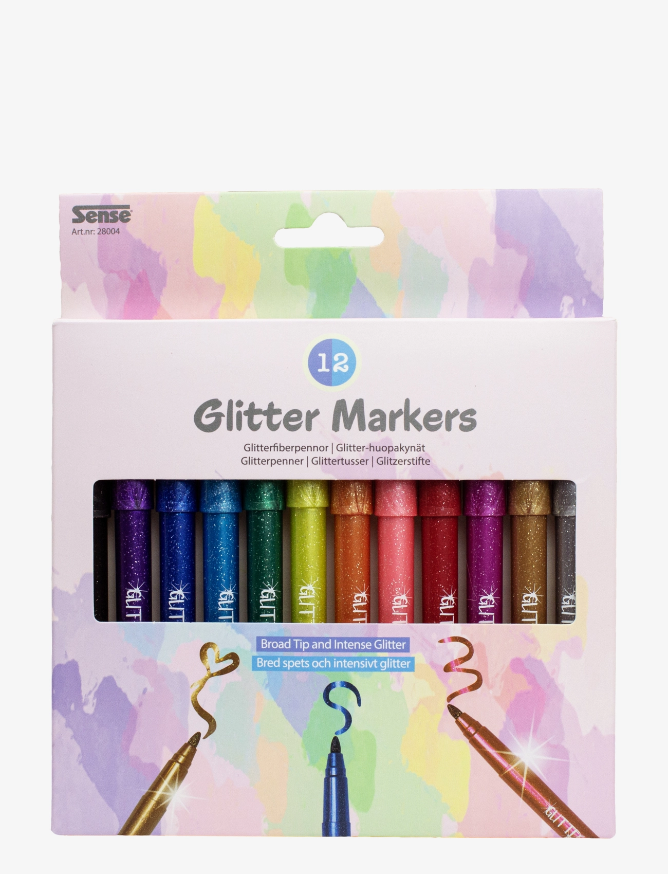 Sense Glitter Fiberpennor 12-P, One Size, Drawing, Mehrfarbig/gemustert - Coloured Pencils, Kinder