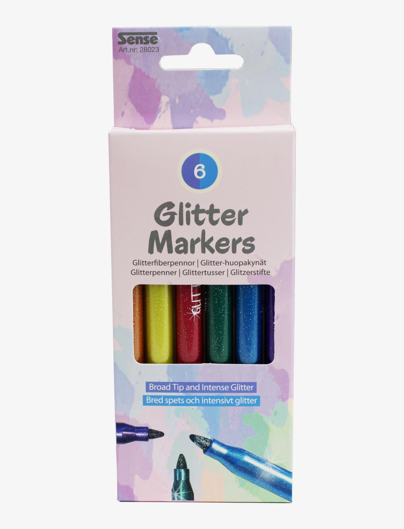 Sense Glitter Fiberpennor 6-P, One Size, Drawing, Mehrfarbig/gemustert - Coloured Pencils, Kinder
