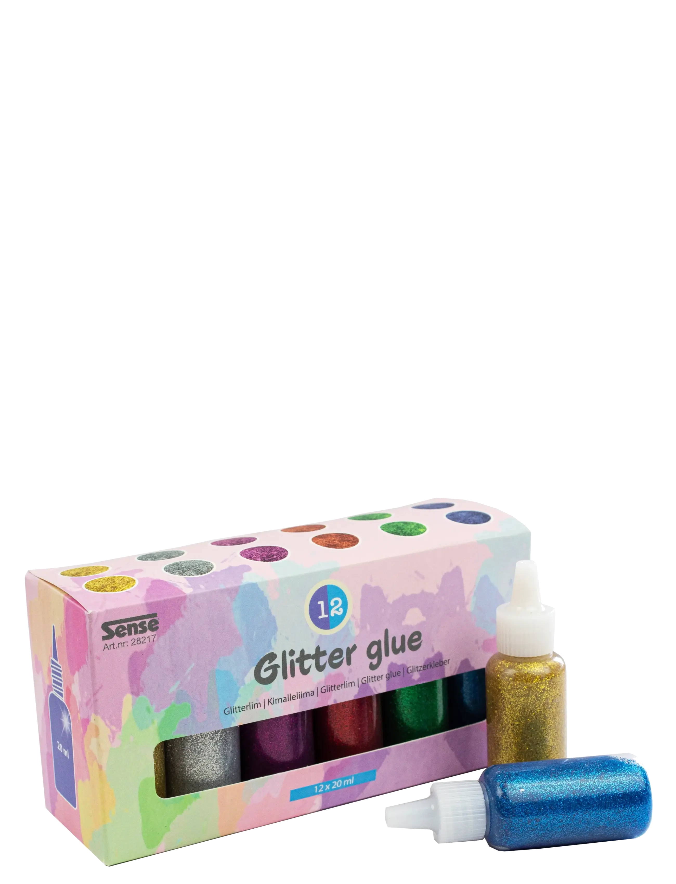 Sense Glitterlim Flaskor 12-P, One Size, Craft, Mehrfarbig/gemustert - Craft Sets, Kinder