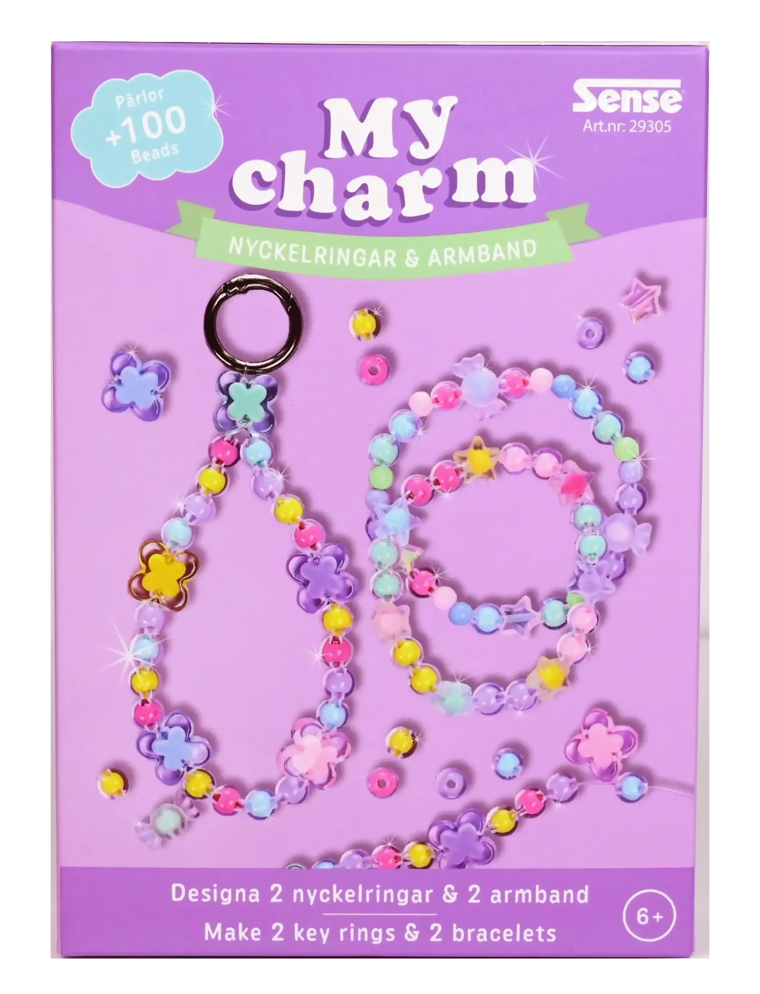 PÄRLSET NYCKELRING & ARMBAND MULTI - RED