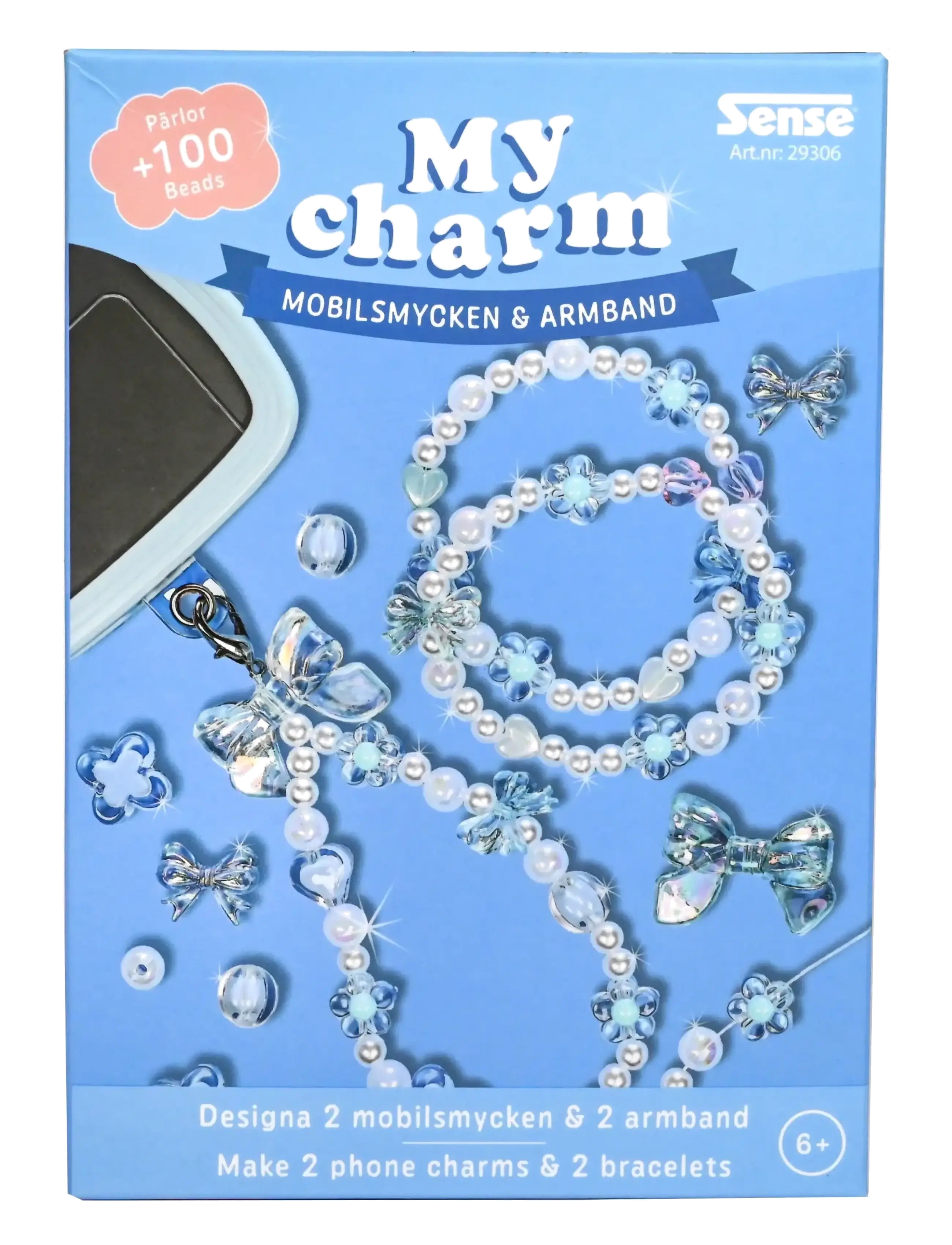 Sense PÄRLSET MOBILSMYCKE & ARMBAND BLÅ - Mobilsmykker - RED / blue