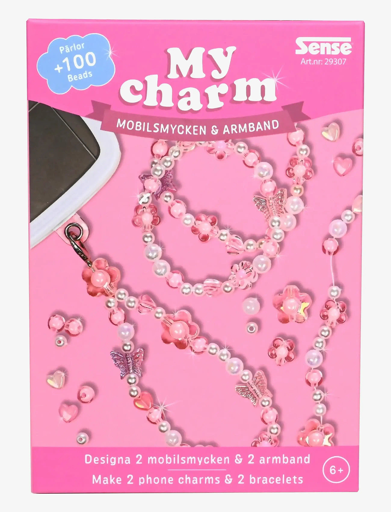 Sense - PÄRLSET MOBILSMYCKE & ARMBAND ROSA - bijoux & accessoires - red - 0