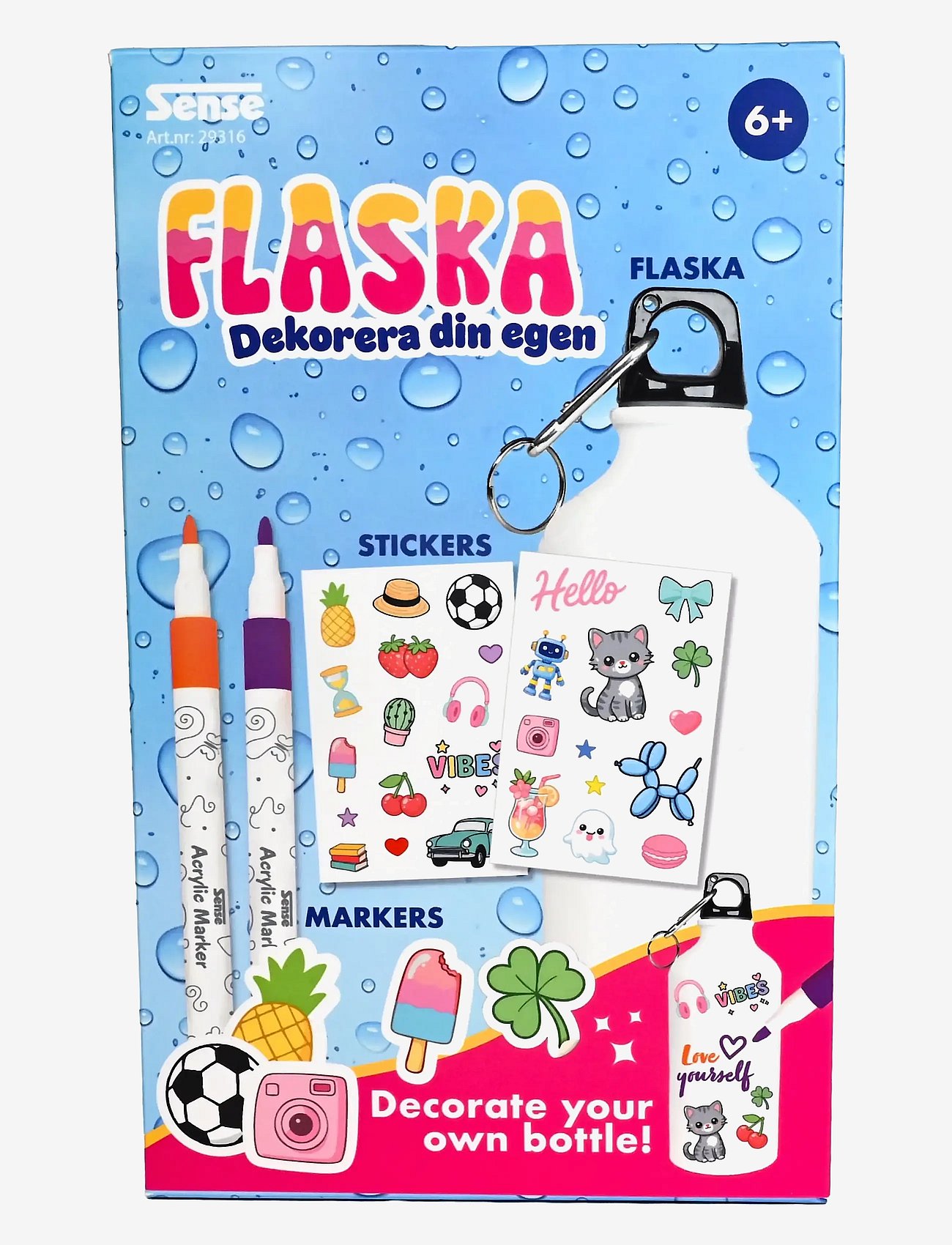Sense Designa Din Egen Vattenflaska - Multi/patterned - ONE SIZE