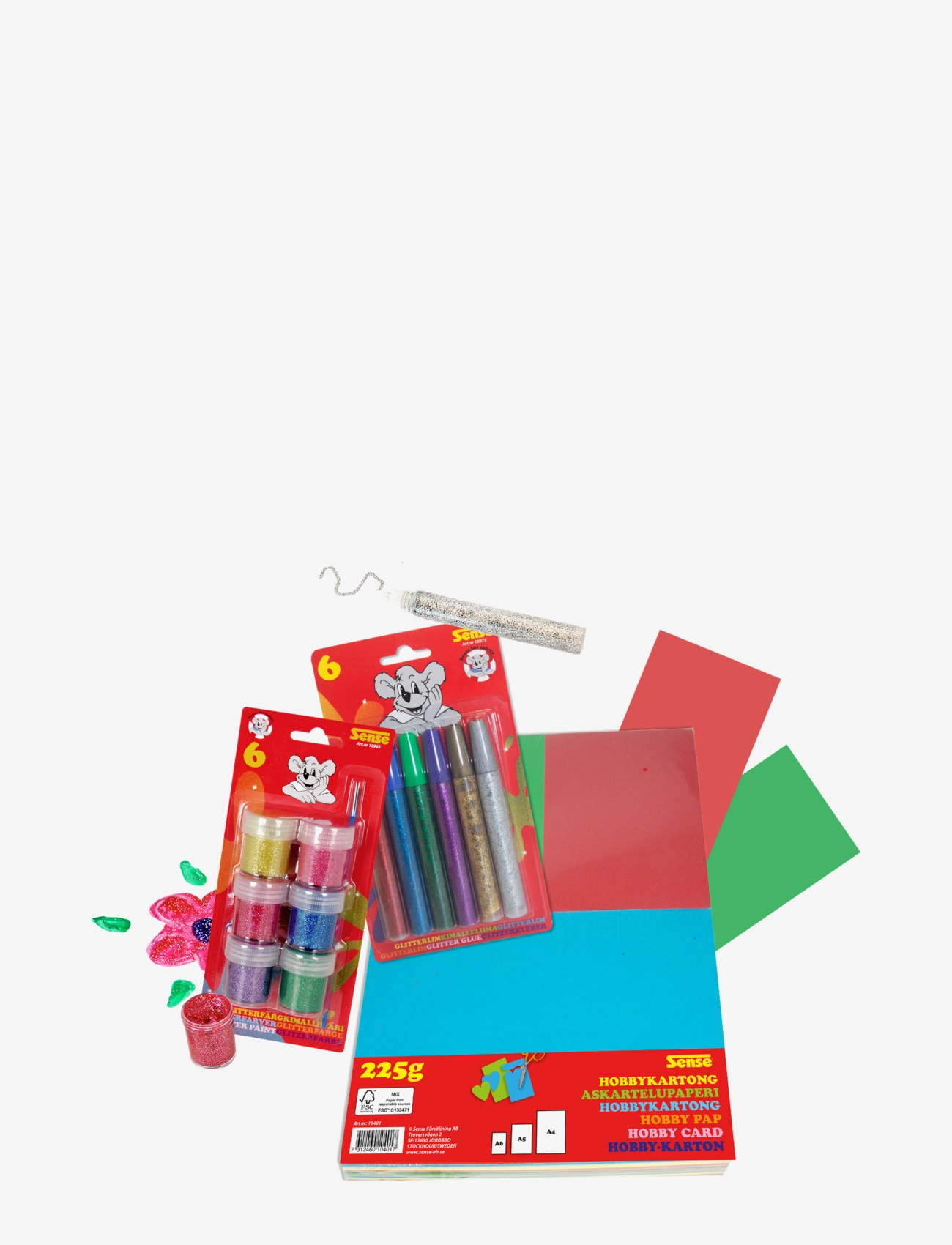 Sense - Kartong och Glitter - crayons - red - 1
