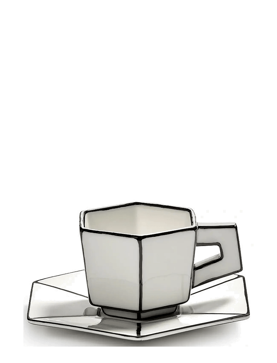 Serax - ESPRESSO CUP + SAUCER WHITE/BLACK - espresso puodeliai - white - 1