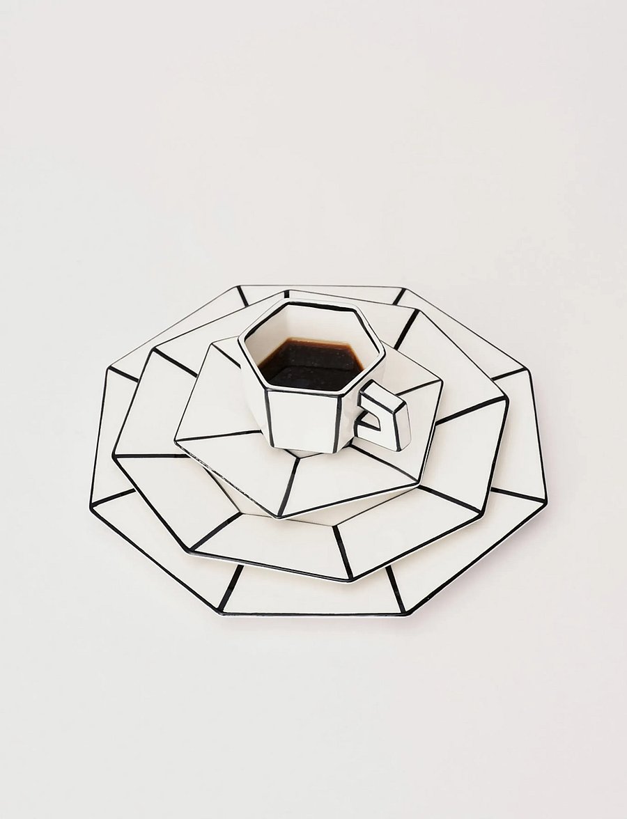 Serax - ESPRESSO CUP + SAUCER WHITE/BLACK - espresso puodeliai - white - 0