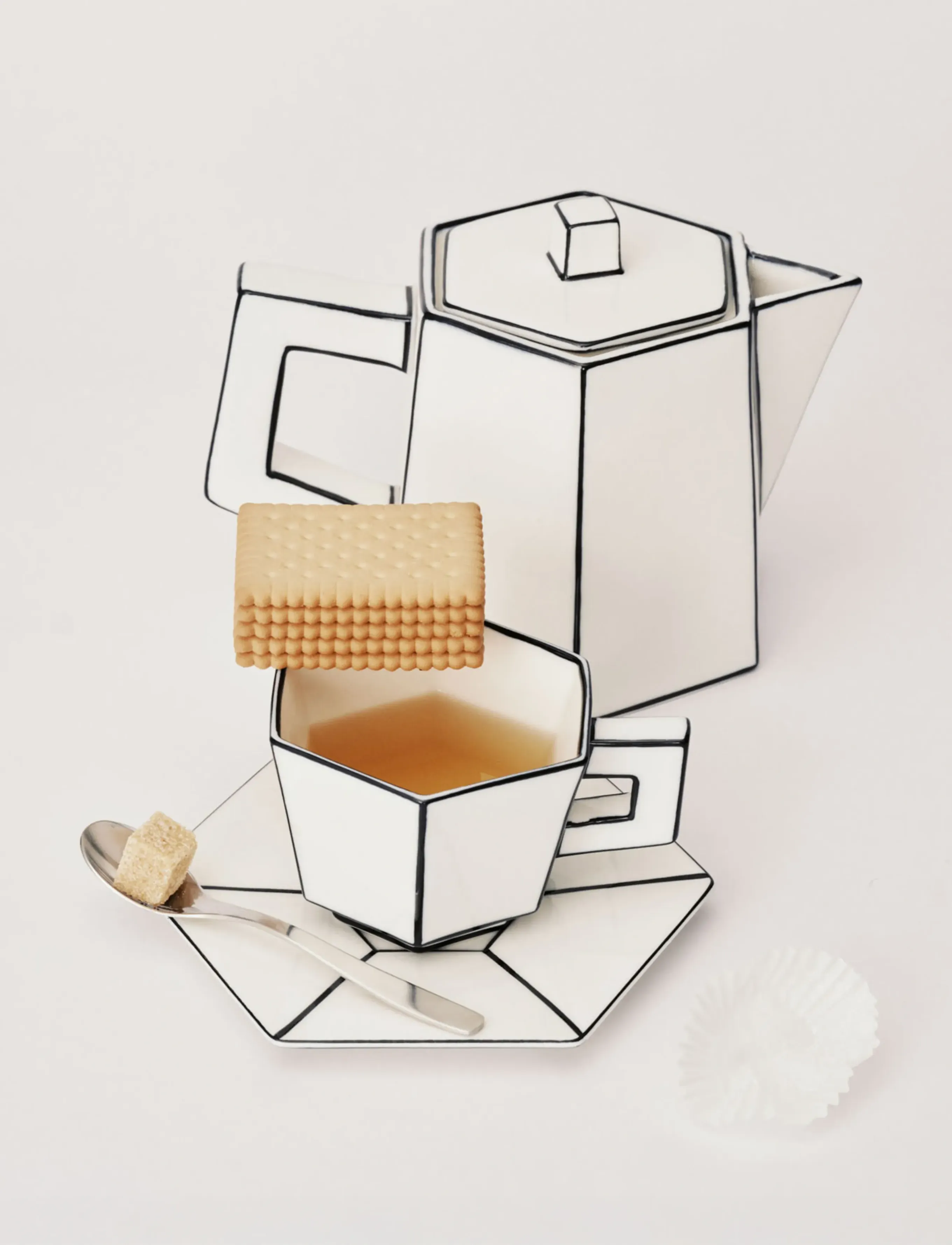 Serax Cappuccino Cup + Saucer White/Black, One Size, Cups & Mugs, Weiß - Coffee Cups, Homeware